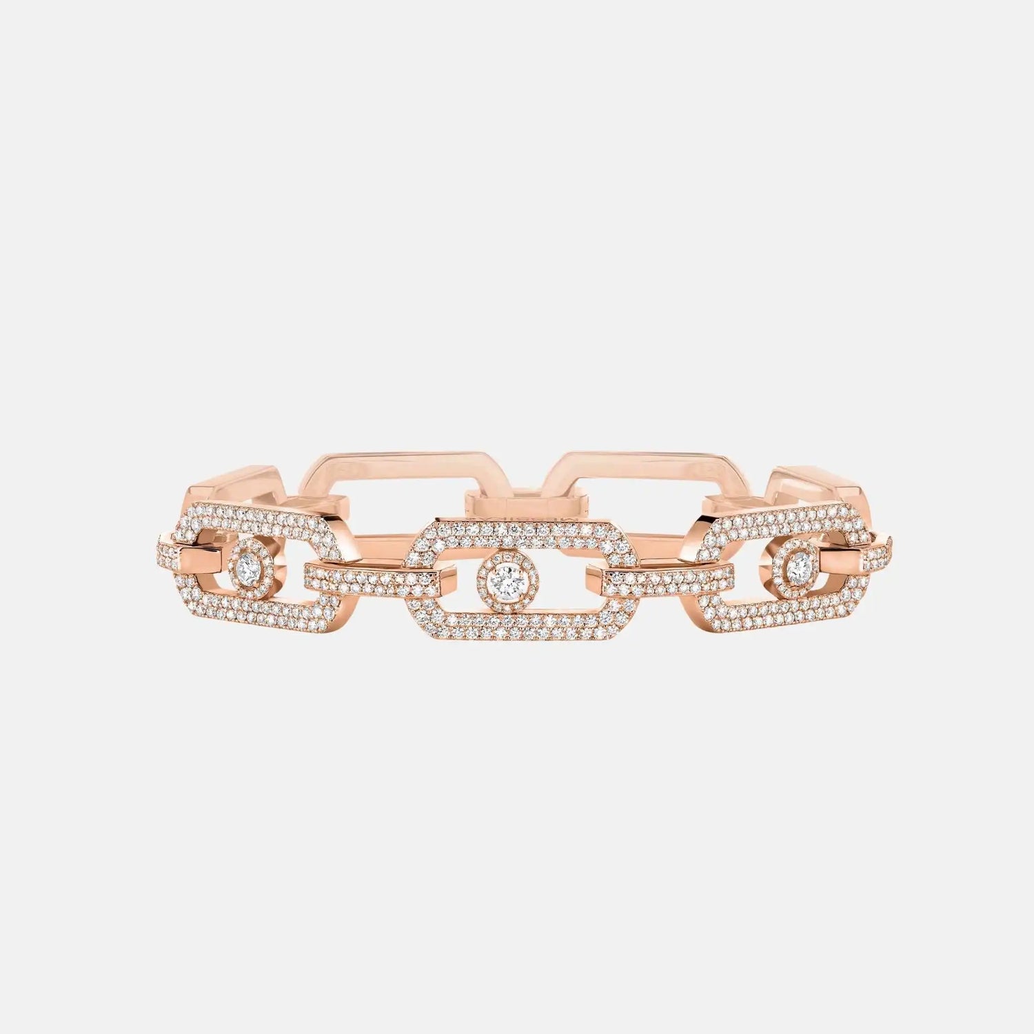Messika So Move XL Pave Diamond Bracelet, Pink Gold