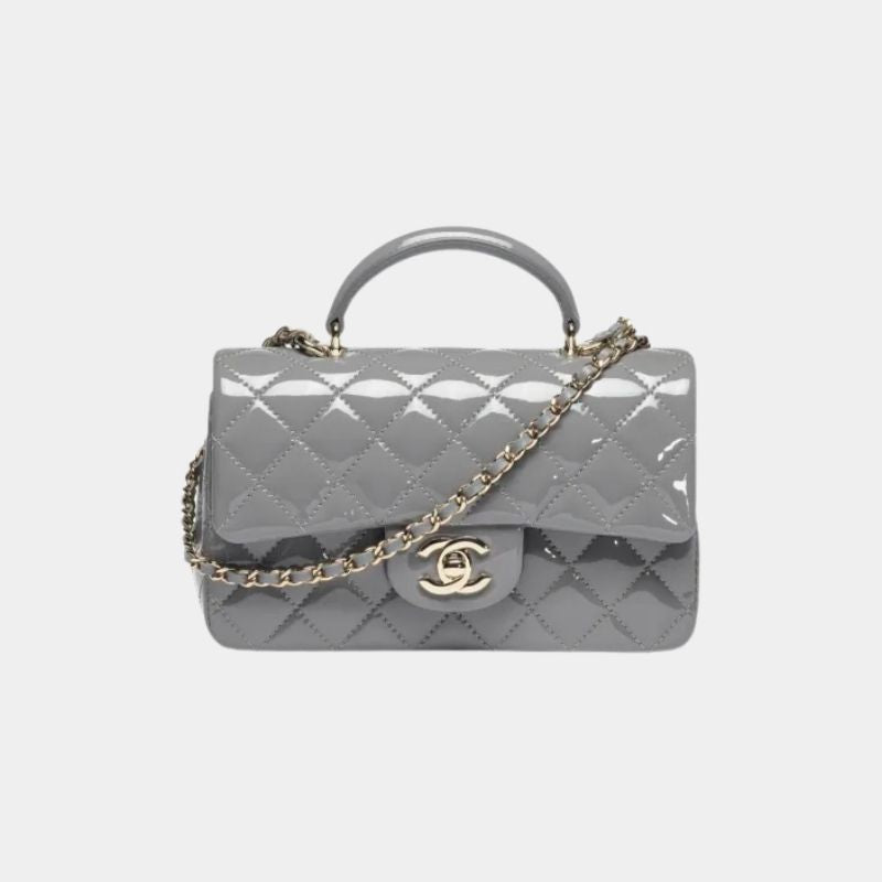 Mini Classic Handbag With Top Handle Fall-Winter 2024/25, Grey, Front view