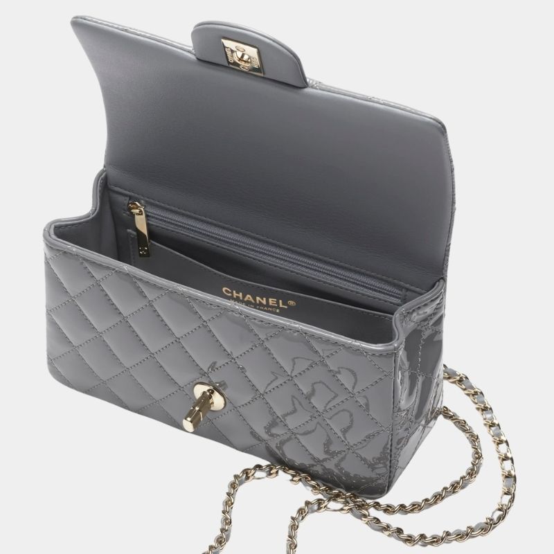 Mini Classic Handbag With Top Handle Fall-Winter 2024/25, Grey, Interior view