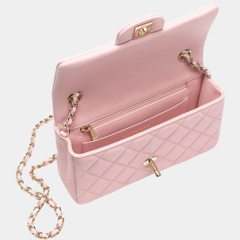 Mini Flap Bag, Fall-Winter 2024/25, Light Pink, Interior View