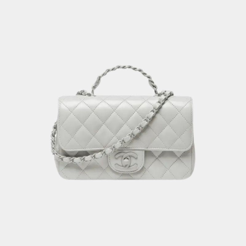 Mini Flap Bag With Top Handle, Cruise 2024/25, Light Grey, Front View