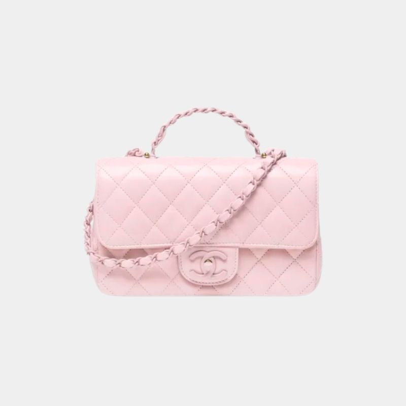 Mini Flap Bag With Top Handle, Cruise 2024/25, Light Pink, Front View