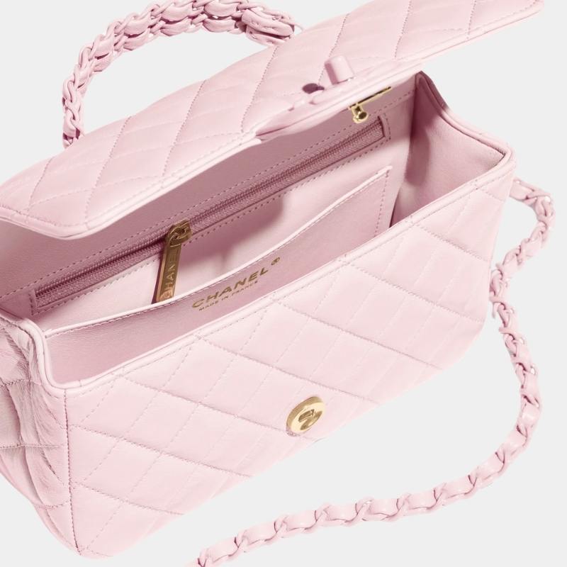 Mini Flap Bag With Top Handle, Cruise 2024/25, Light Pink, Interior View