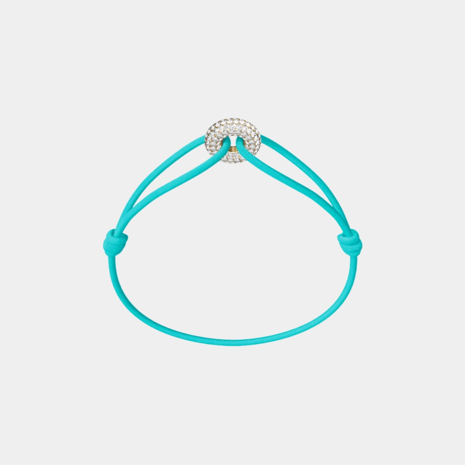 Wecord Mini Golden Soho Pave Cord Bracelet, Aqua