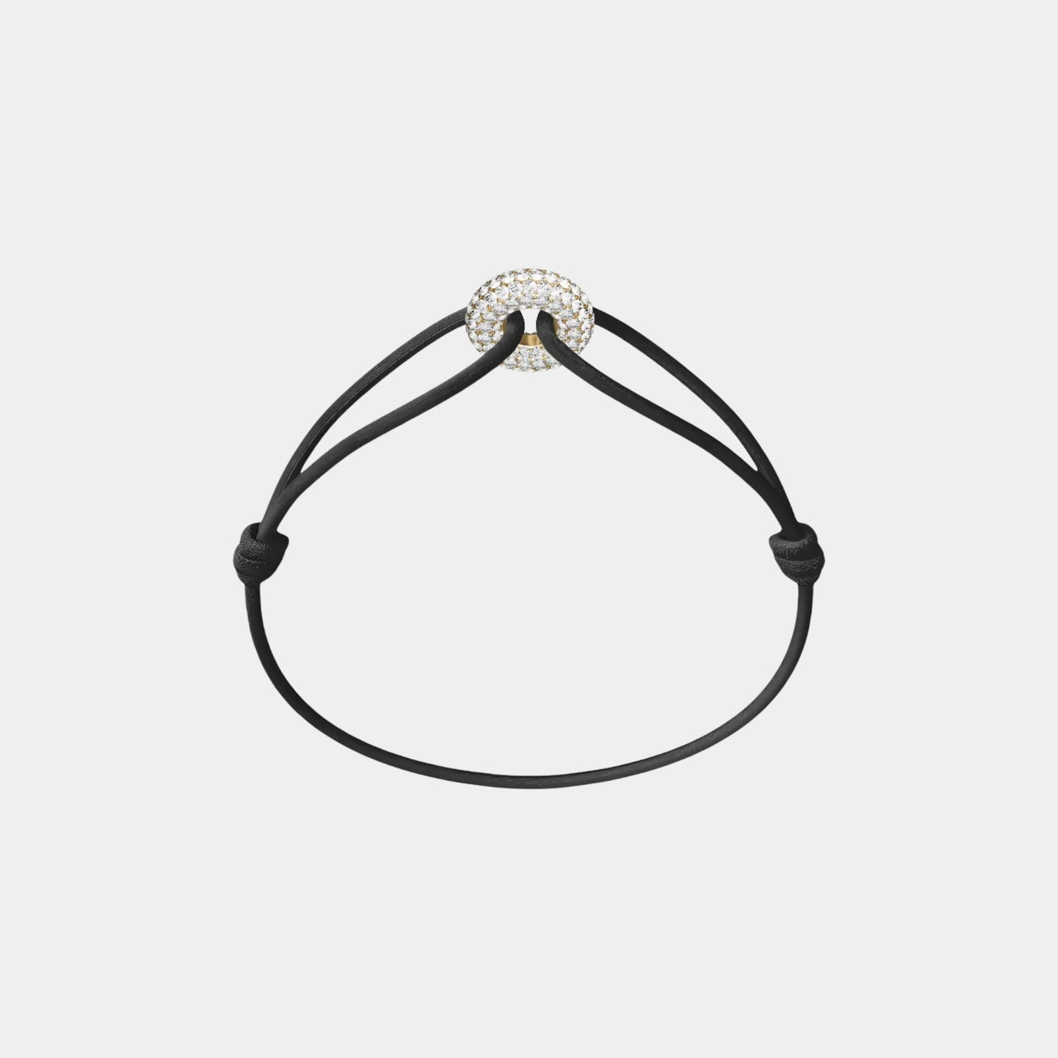 Wecord Mini Golden Soho Pave Cord Bracelet, Black