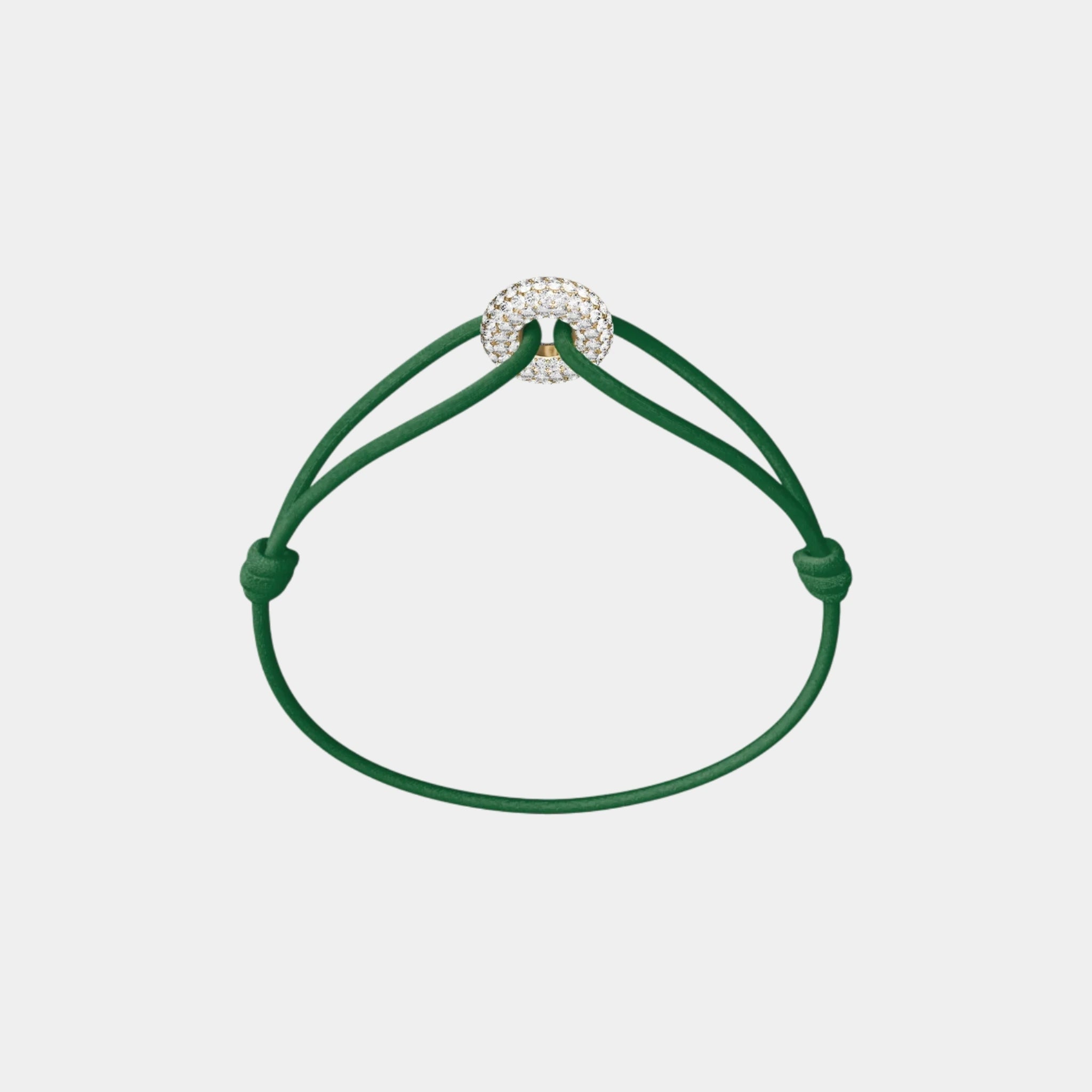 Wecord Mini Golden Soho Pave Cord Bracelet, Green