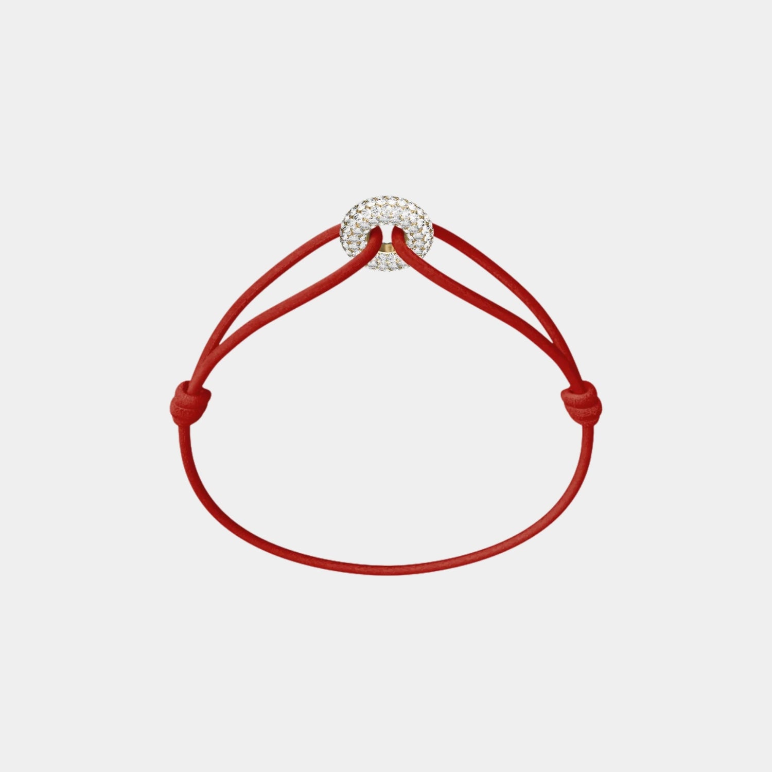 Wecord Mini Golden Soho Pave Cord Bracelet, Red