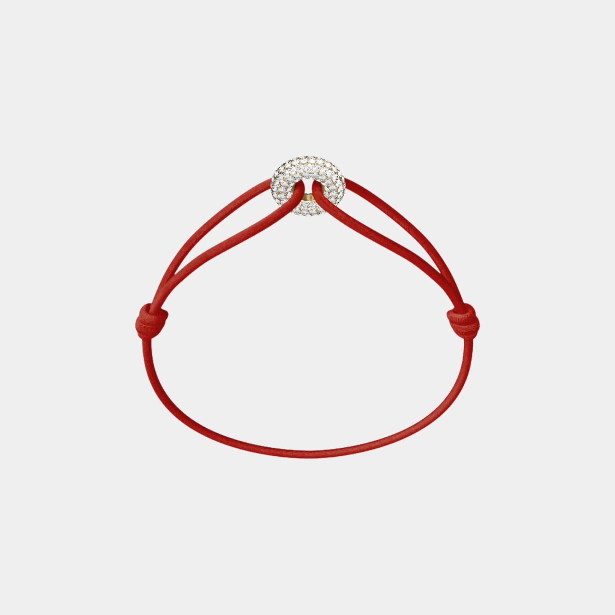 Wecord Mini Golden Soho Pave Cord Bracelet, Red