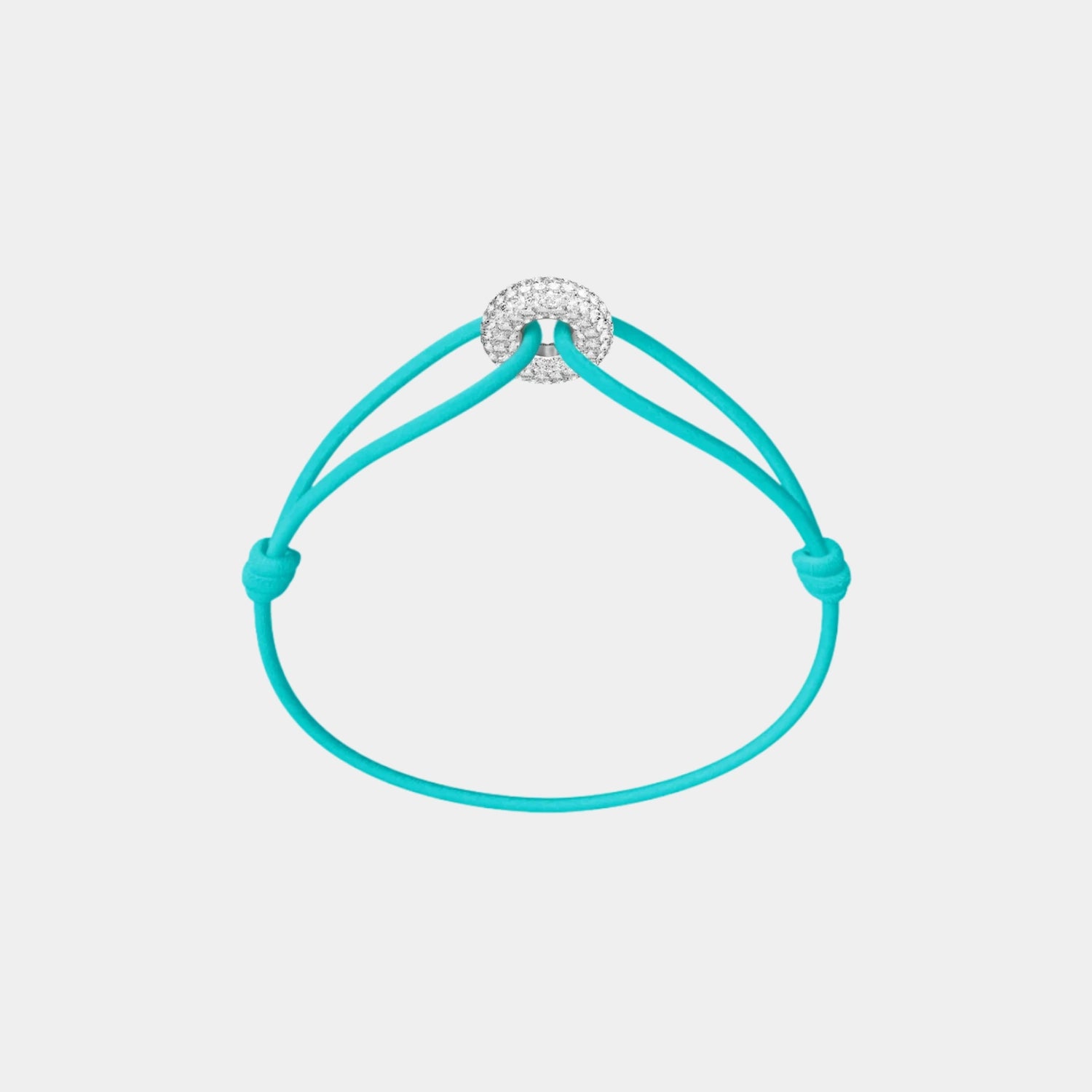 Wecord Mini Silver Soho Pave Cord Bracelet, Aqua