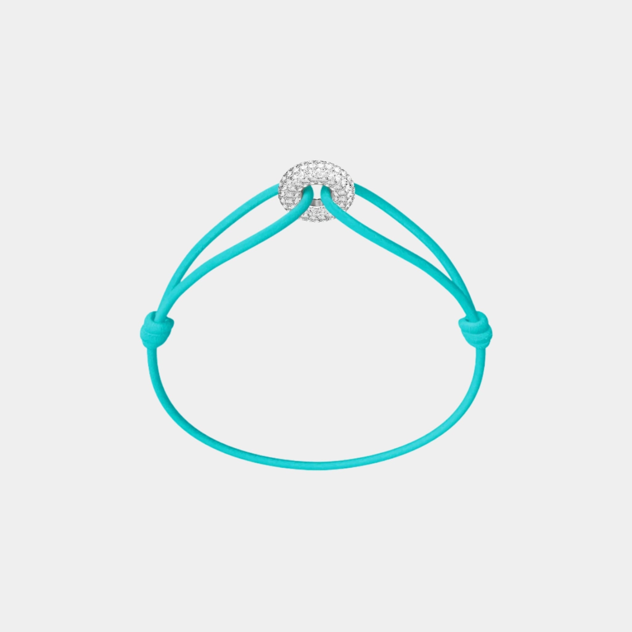 Wecord Mini Silver Soho Pave Cord Bracelet, Aqua