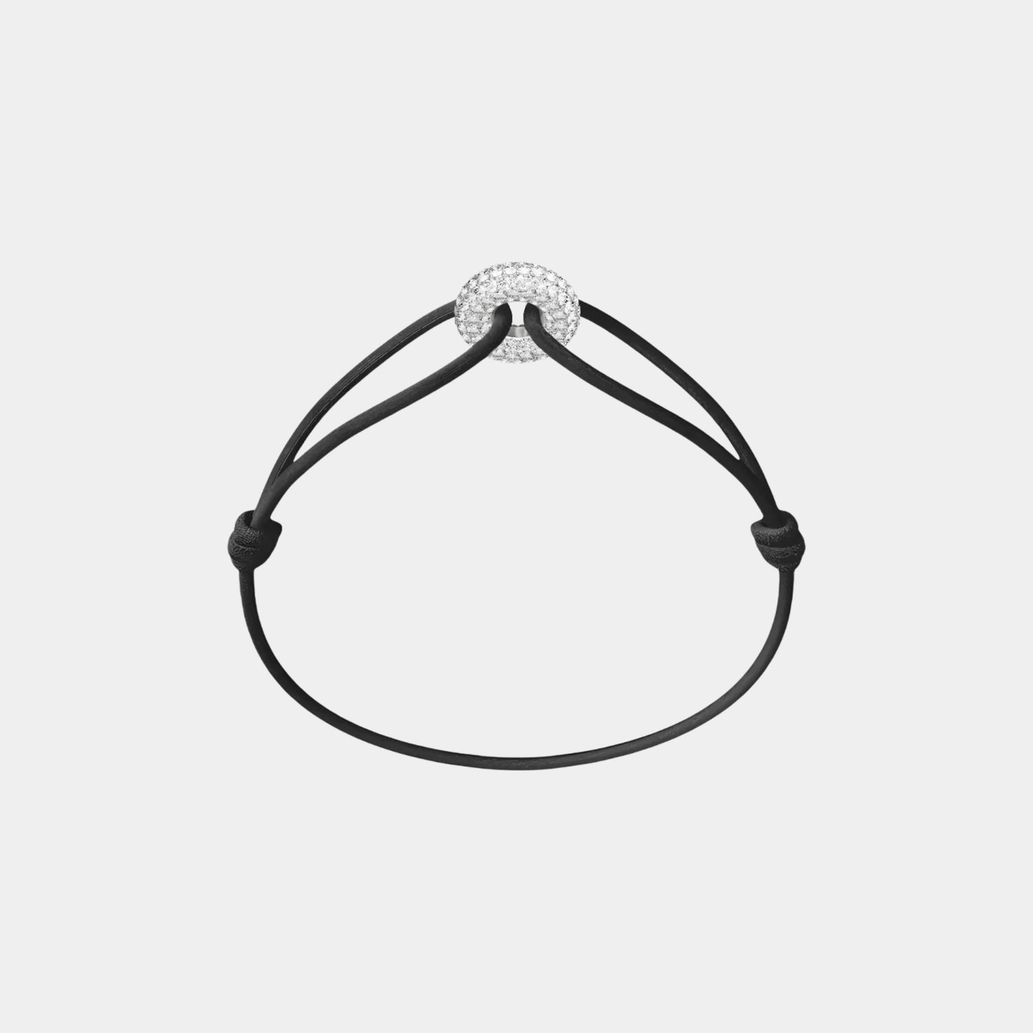 Wecord Mini Silver Soho Pave Cord Bracelet, Black