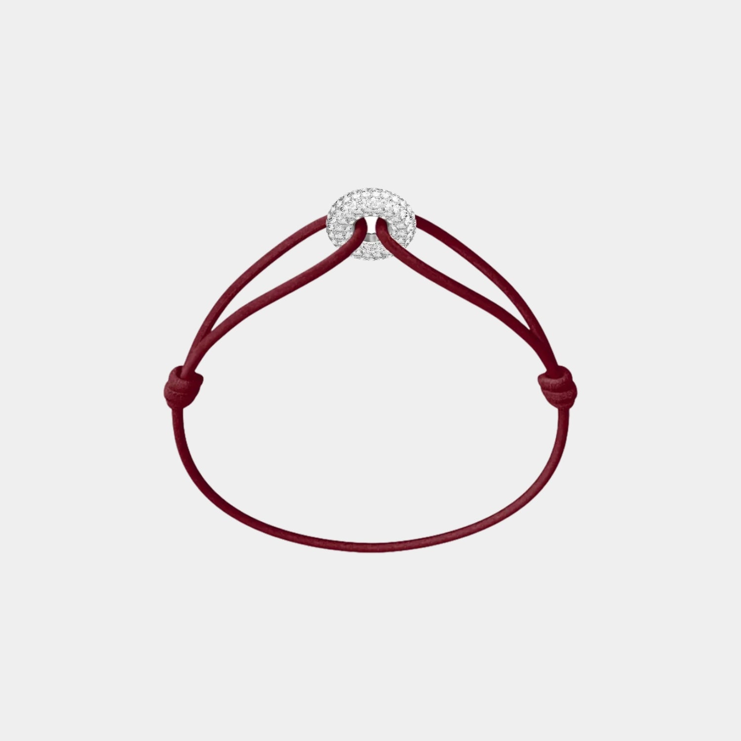 Wecord Mini Silver Soho Pave Cord Bracelet, Burgundy