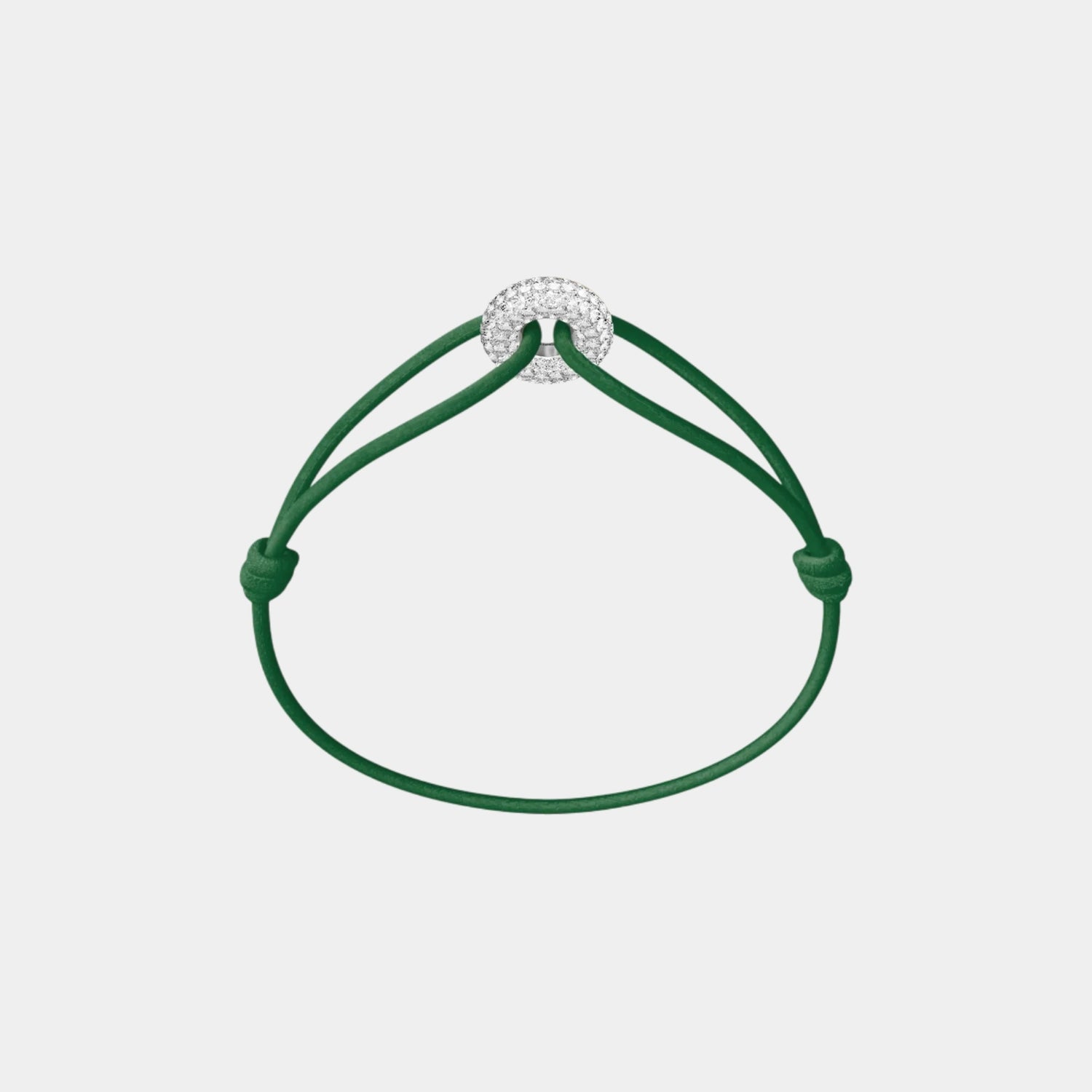 Wecord Mini Silver Soho Pave Cord Bracelet, Green