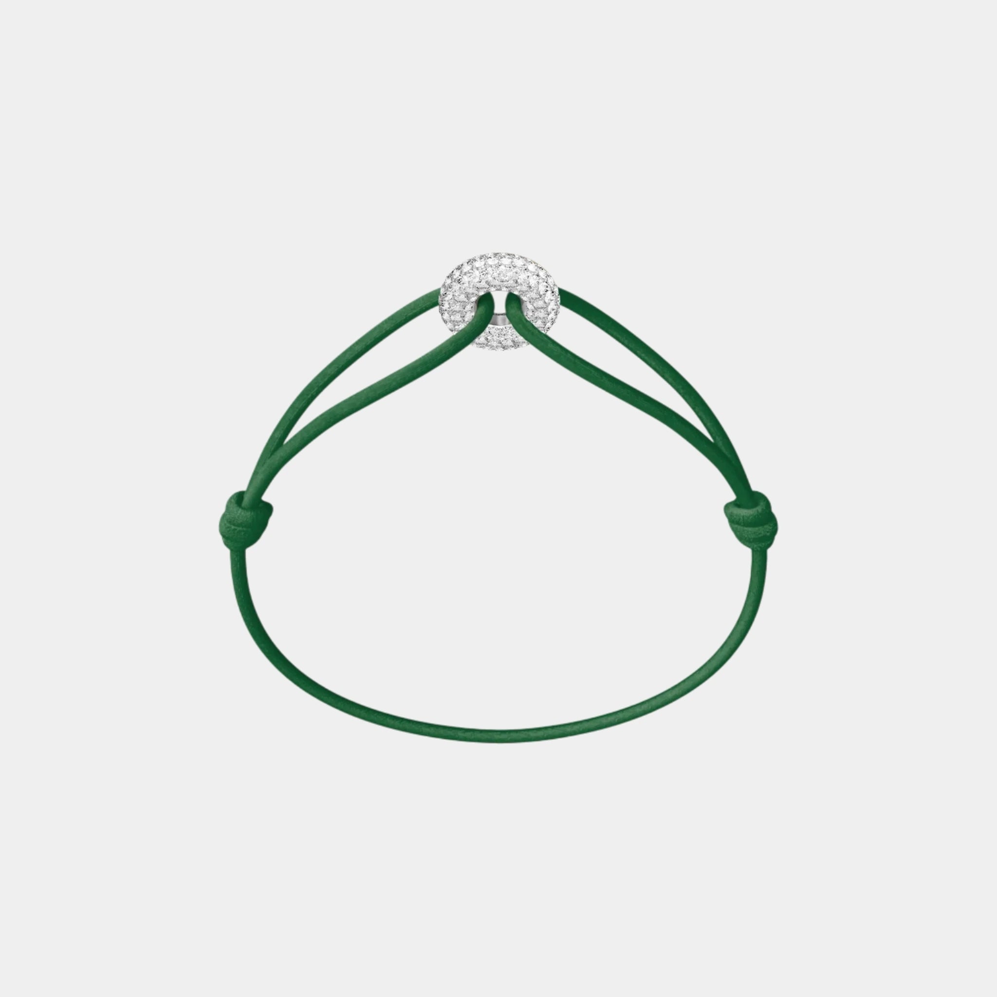 Wecord Mini Silver Soho Pave Cord Bracelet, Green