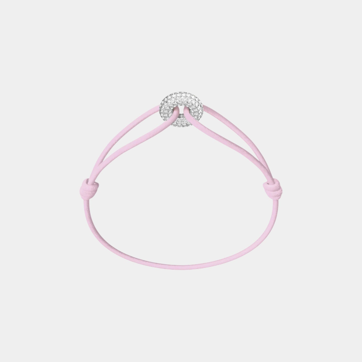 Wecord Mini Silver Soho Pave Cord Bracelet, Light Pink