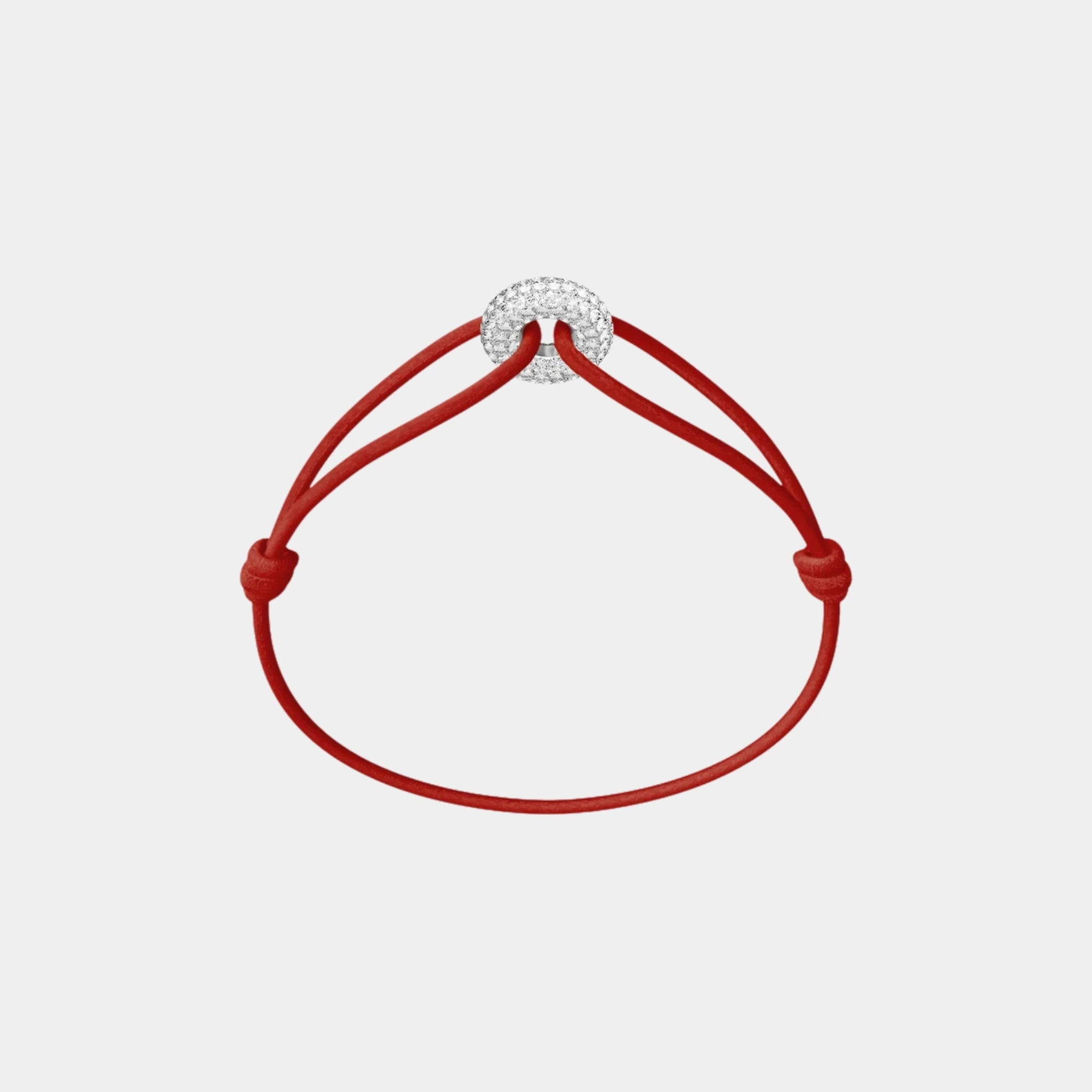 Wecord Mini Silver Soho Pave Cord Bracelet, Red
