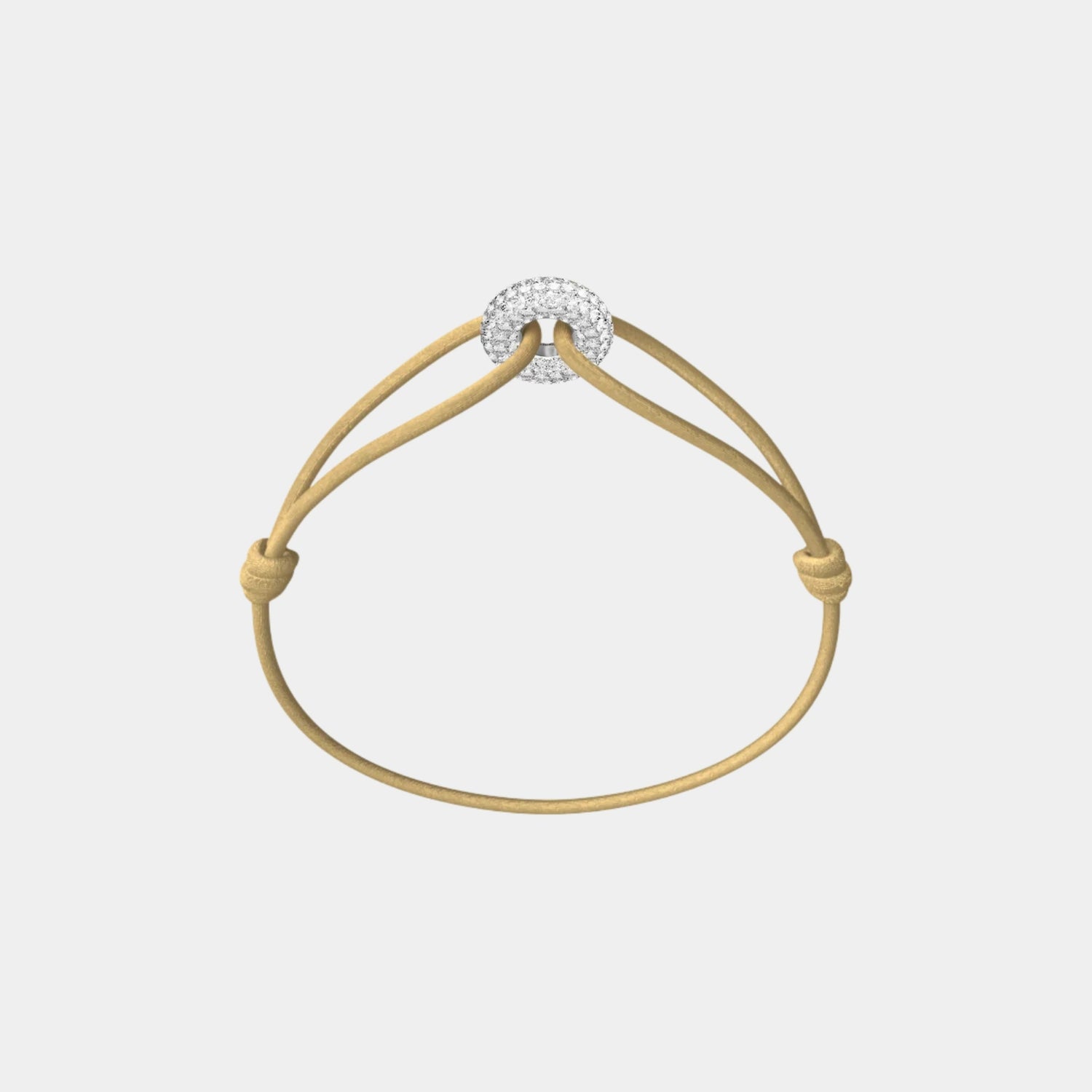 Wecord Mini Silver Soho Pave Cord Bracelet, Sand