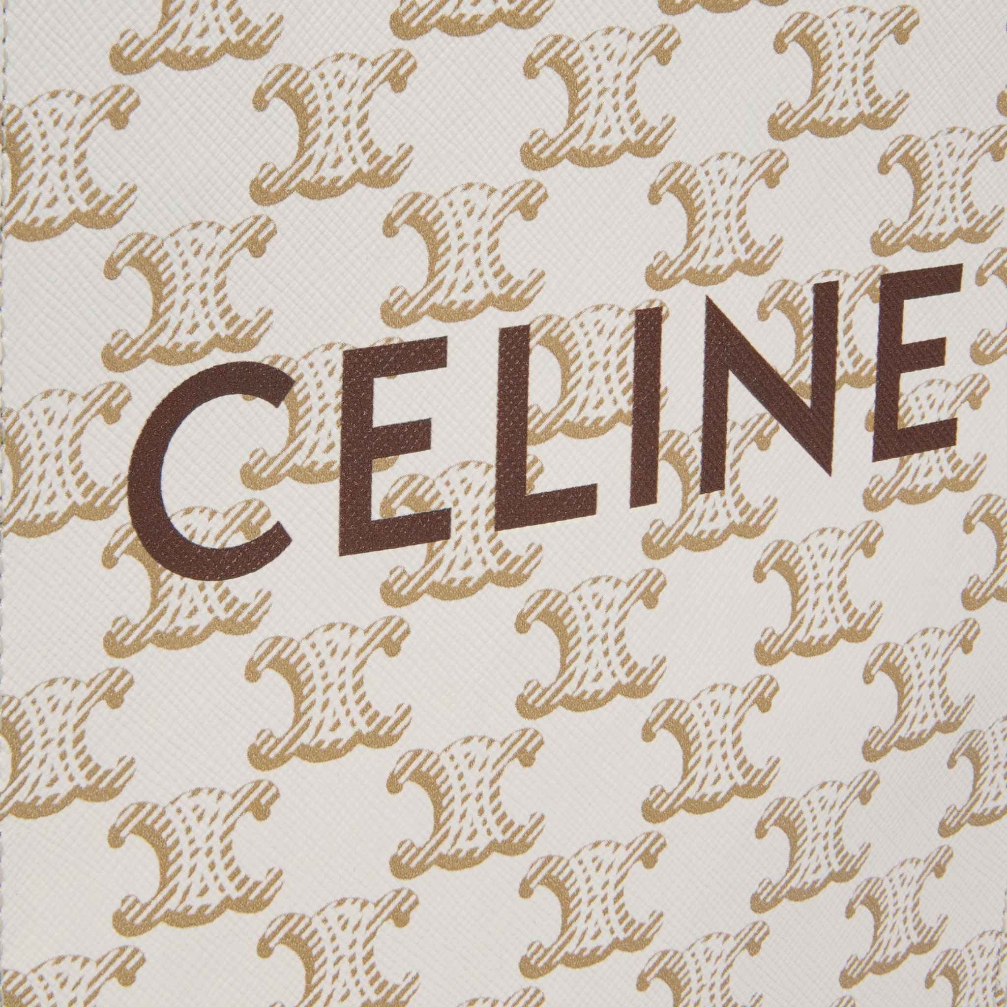 Mini Vertical Cabas In Triomphe Canvas And Calfskin With Celine Print, White, Close View