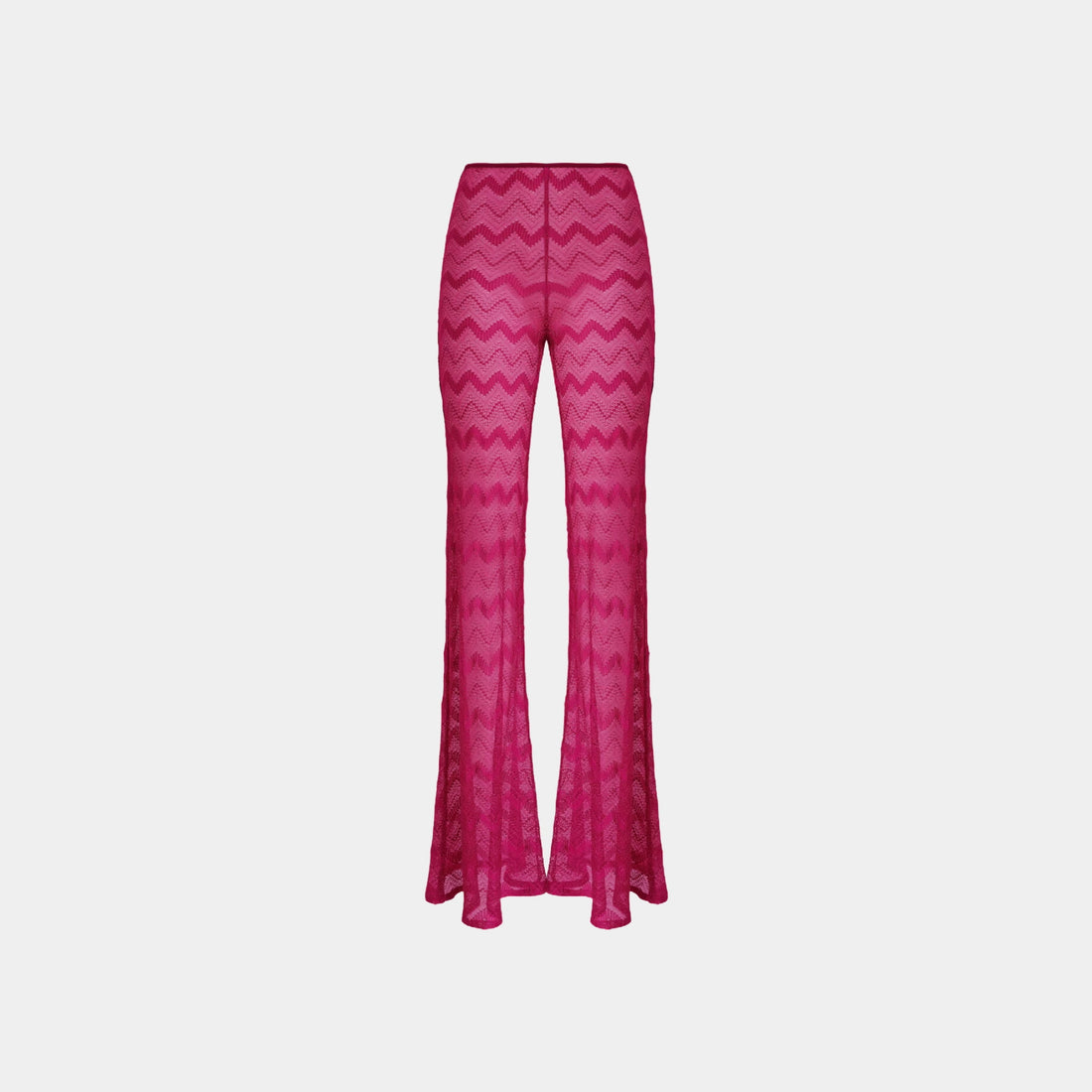 Missoni Flare Cover Up Trousers In Zigzag Lame Viscose, Purple, Front