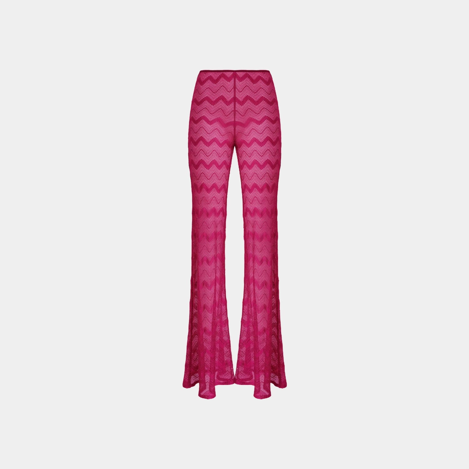 Missoni Flare Cover Up Trousers In Zigzag Lame Viscose, Purple, Front