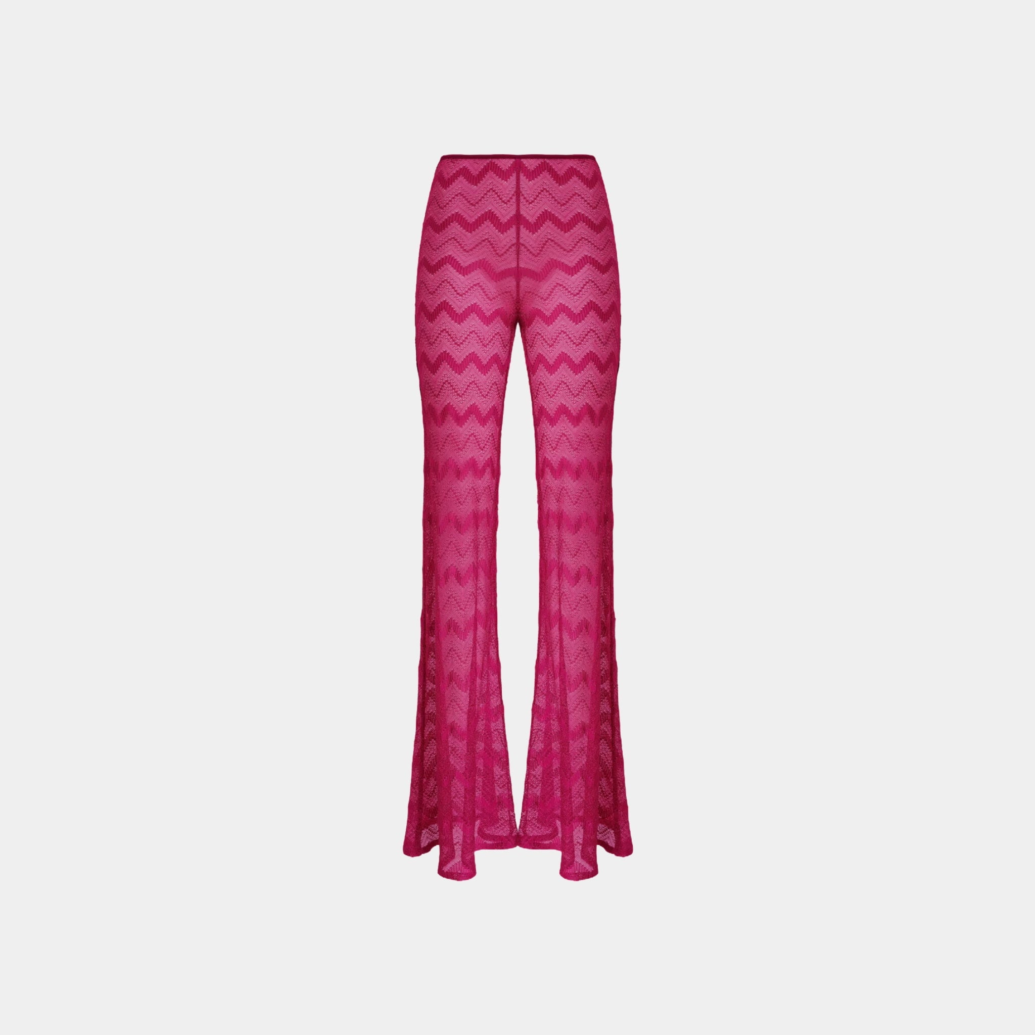 Missoni Flare Cover Up Trousers In Zigzag Lame Viscose, Purple, Front