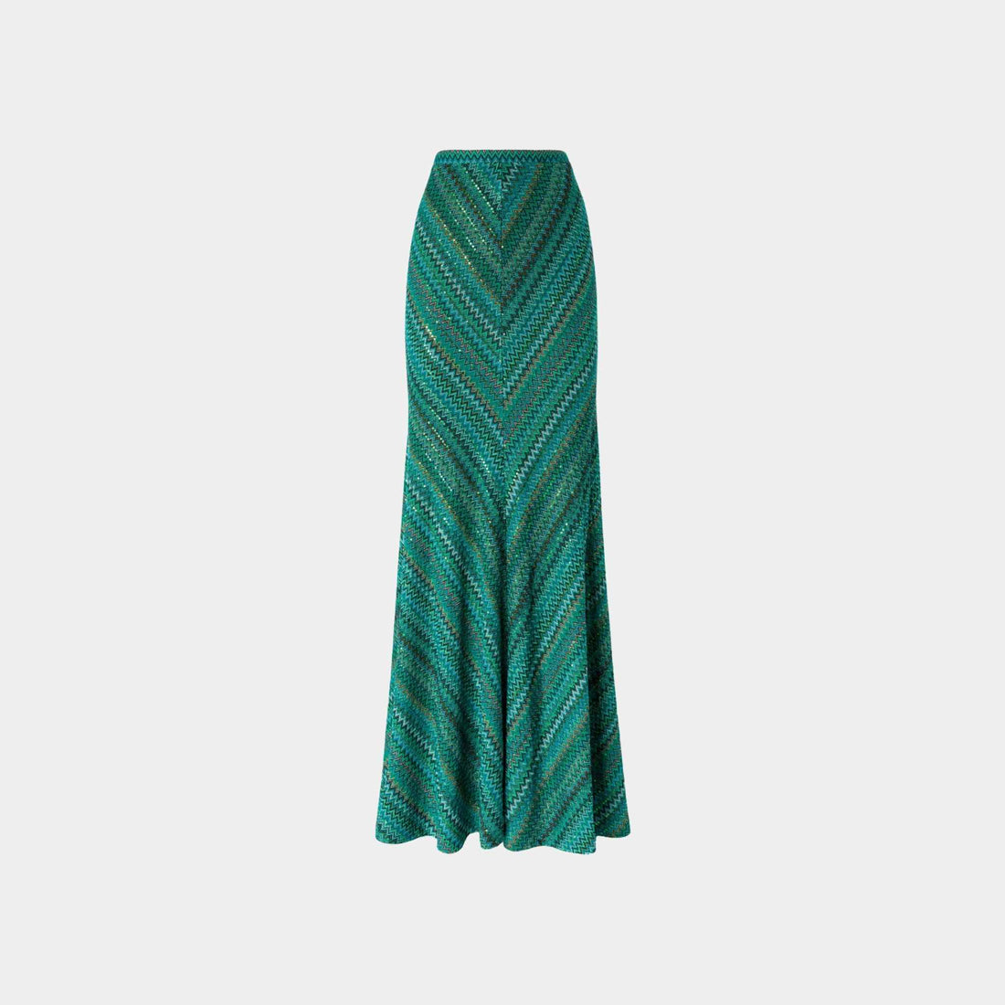 Missoni Long Flared Zigzag Skirt With Sequins, Front