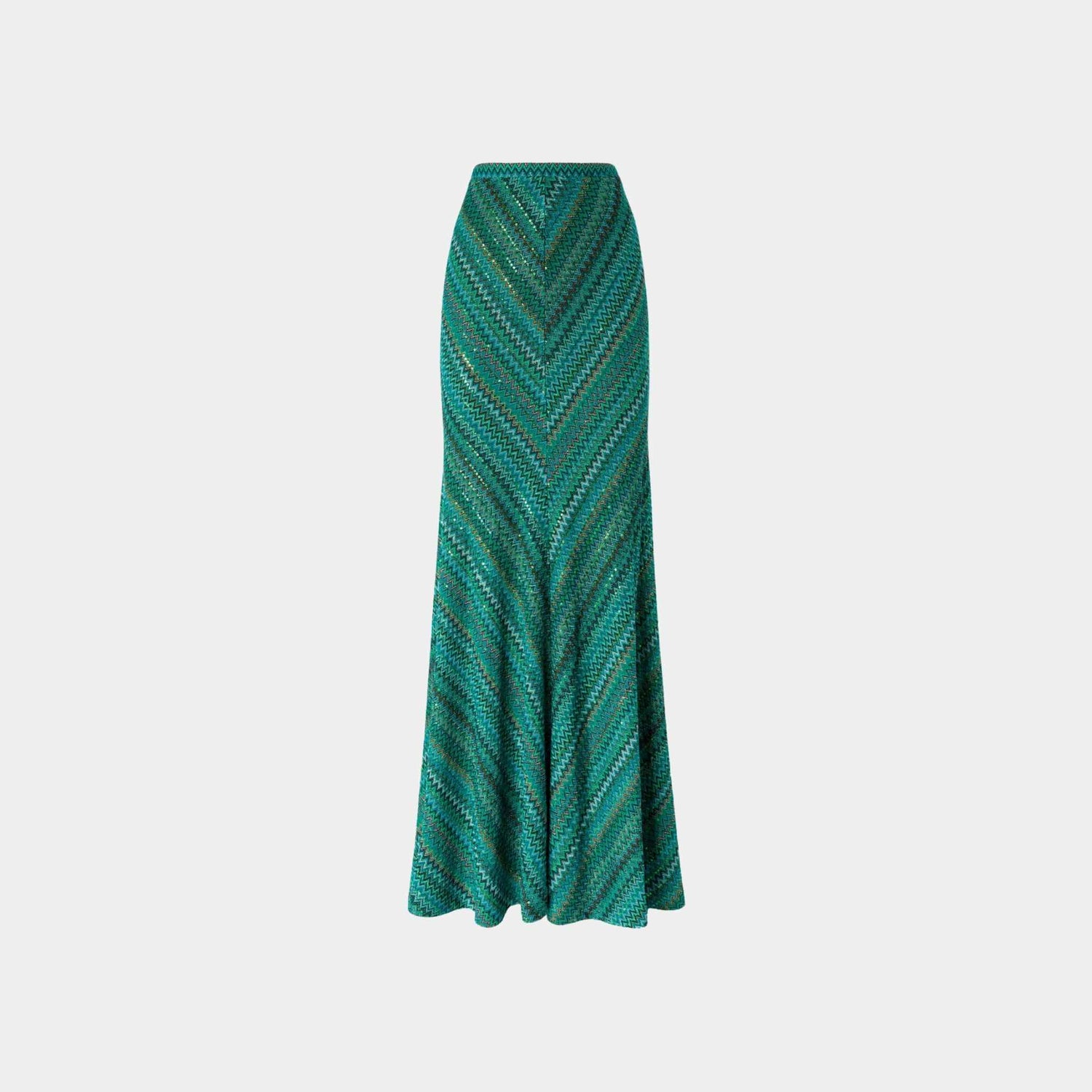 Missoni Long Flared Zigzag Skirt With Sequins, Front