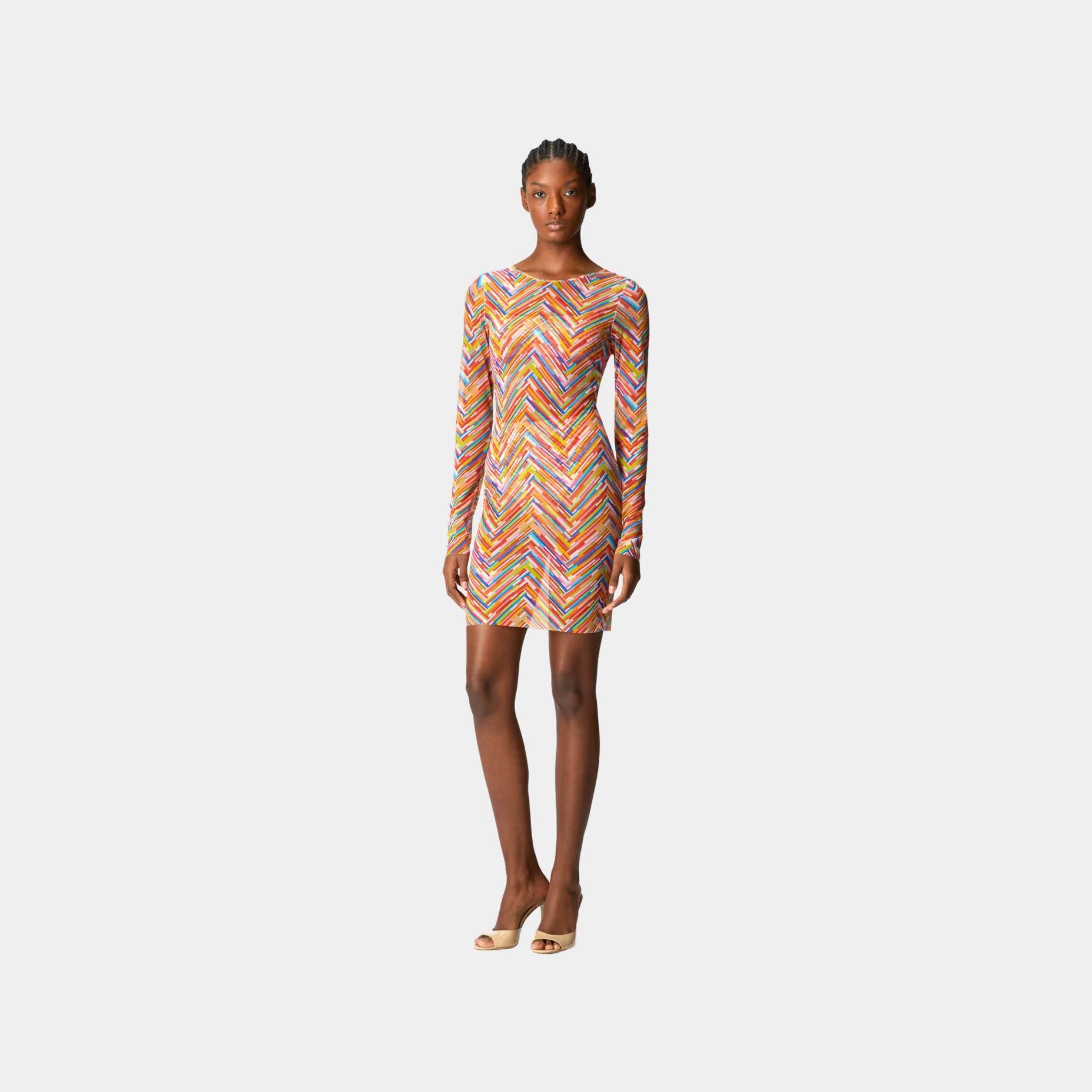 Missoni Long Sleeved Dress In Printed Tulle, Multicolor, Model