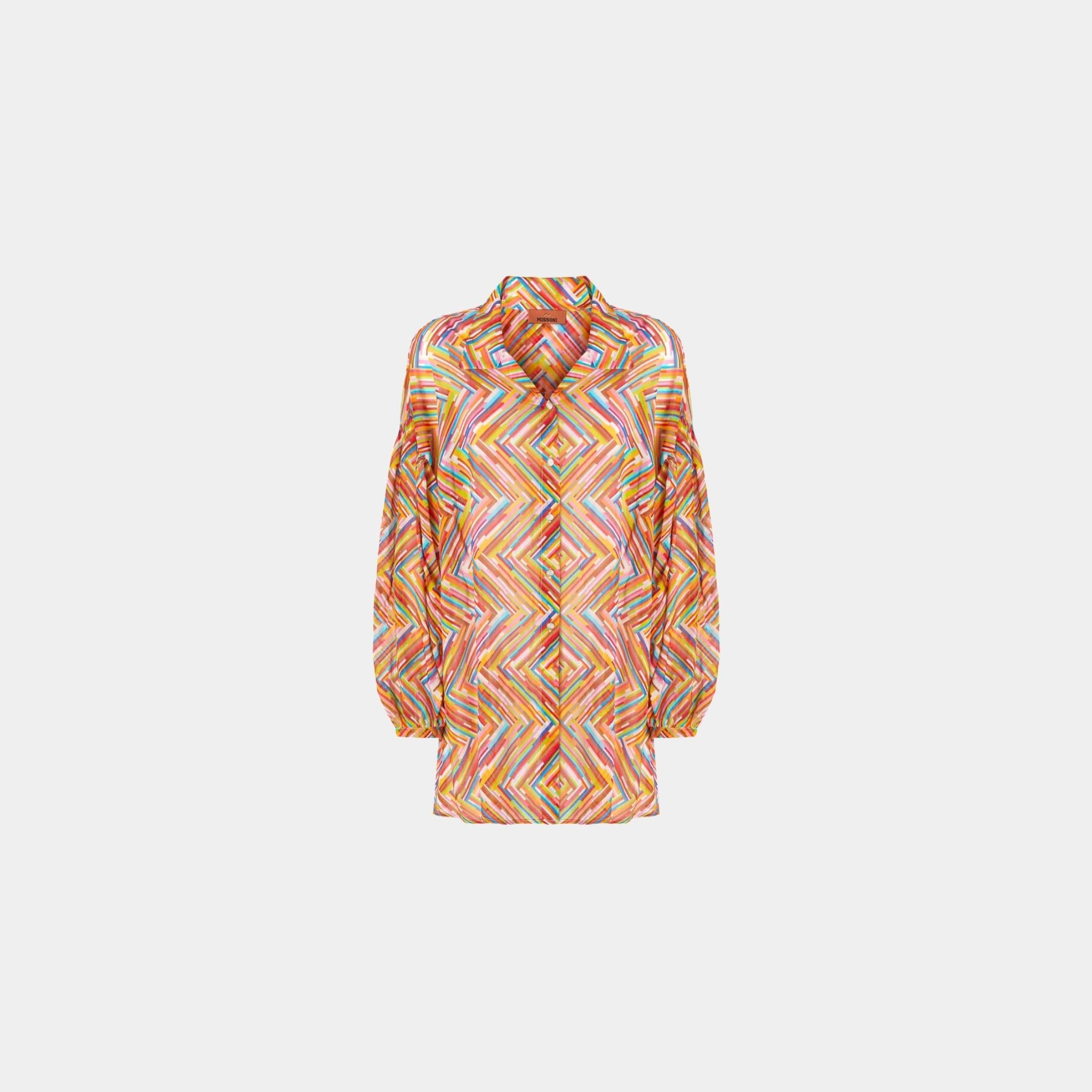 Missoni Oversized Shirt In Printed Cotton And Silk Blend, Front