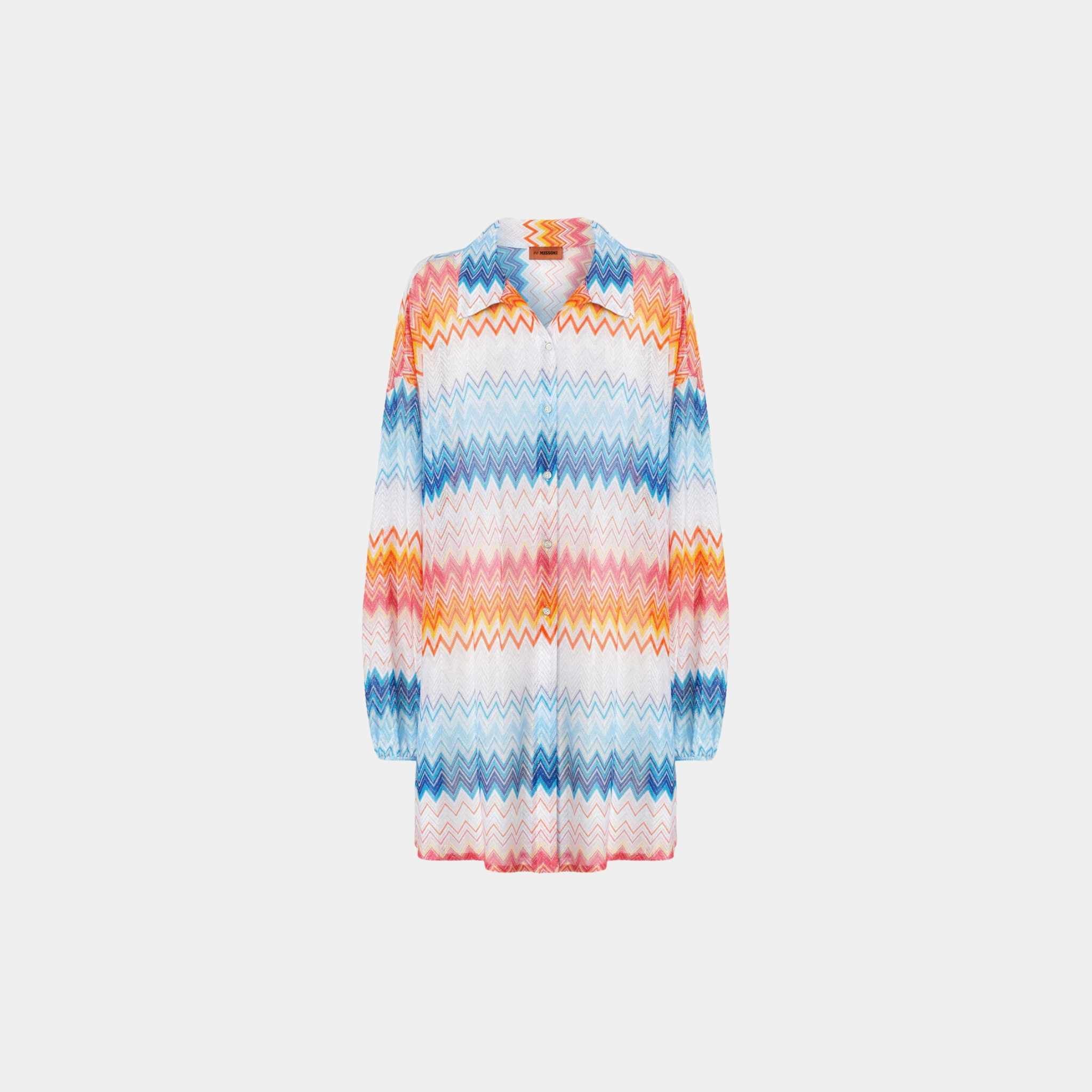 Missoni Oversized Shirt In Zigzag Lame Viscose Blend, Front