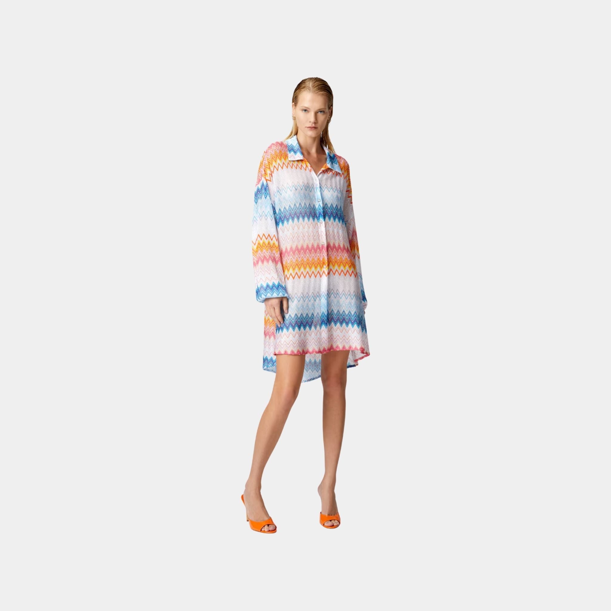 Missoni Oversized Shirt In Zigzag Lame Viscose Blend, Model