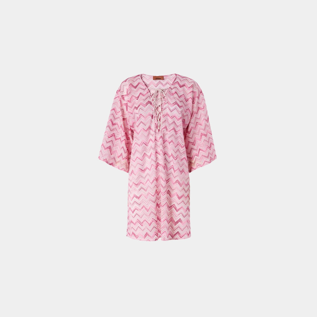 Missoni Short Viscose Blend Tulle Kaftan With Slub Zigzag, Front