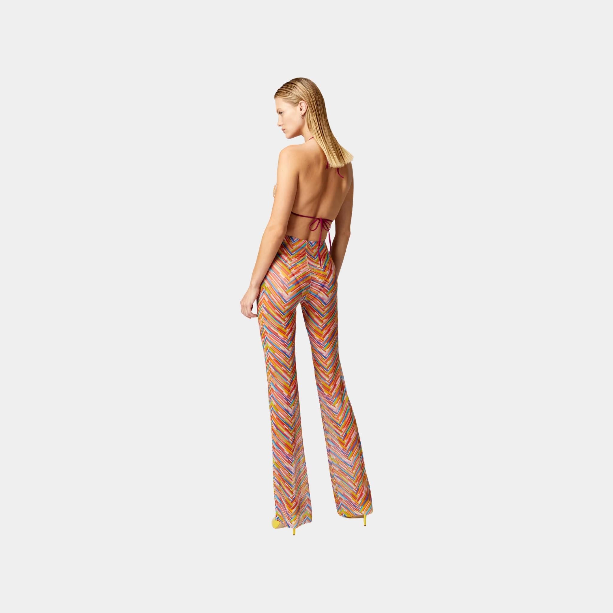 Missoni Straight Trousers In Printed Tulle, Multicolor, Back