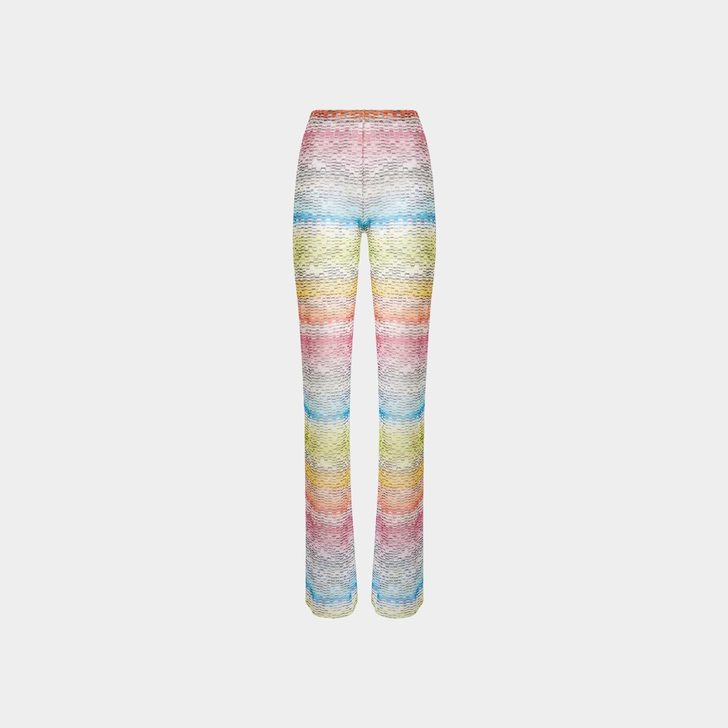 Missoni Straight Trousers In Printed Tulle, White, Front