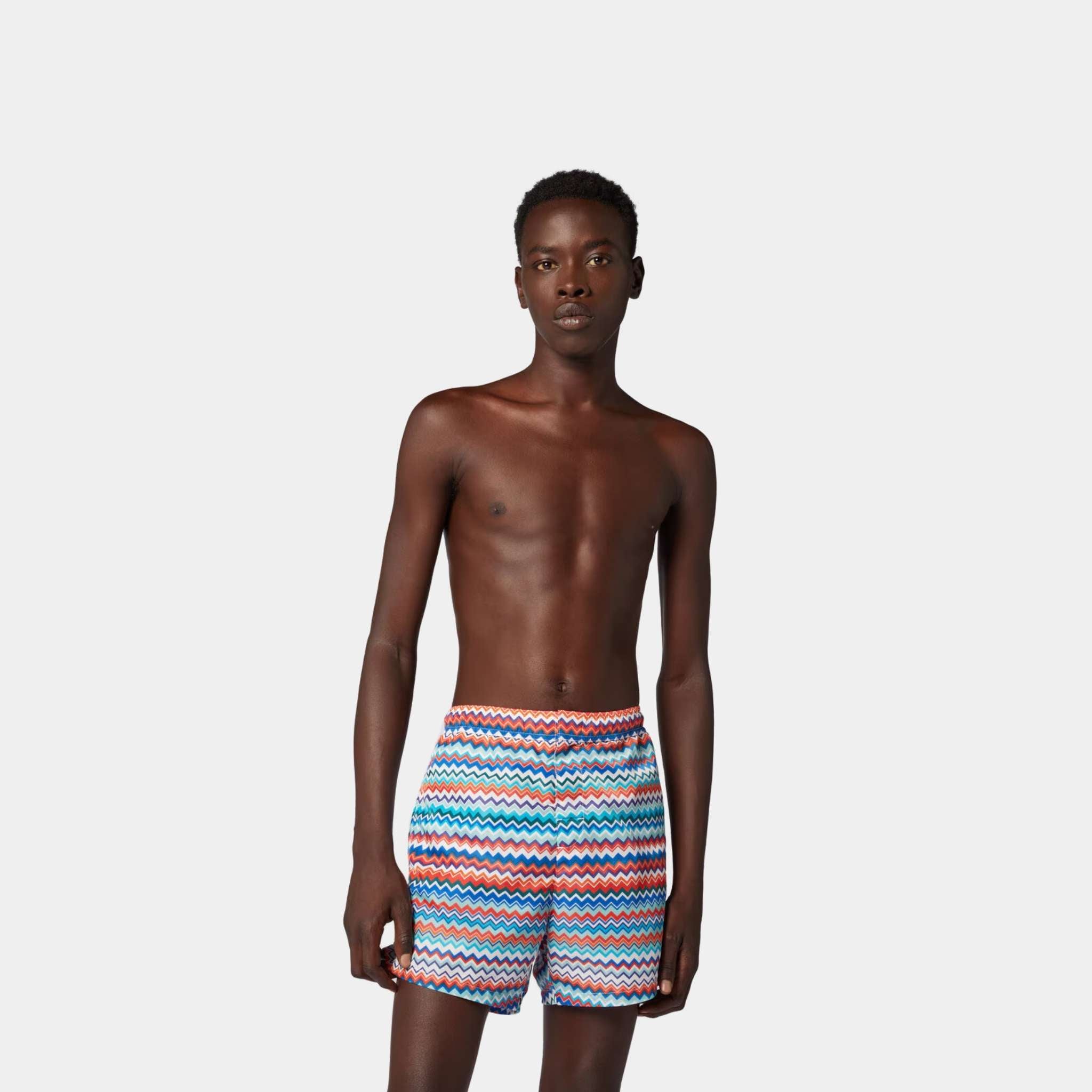 Missoni Swimming Trunks In Zigzag Print Nylon, Blue, Model