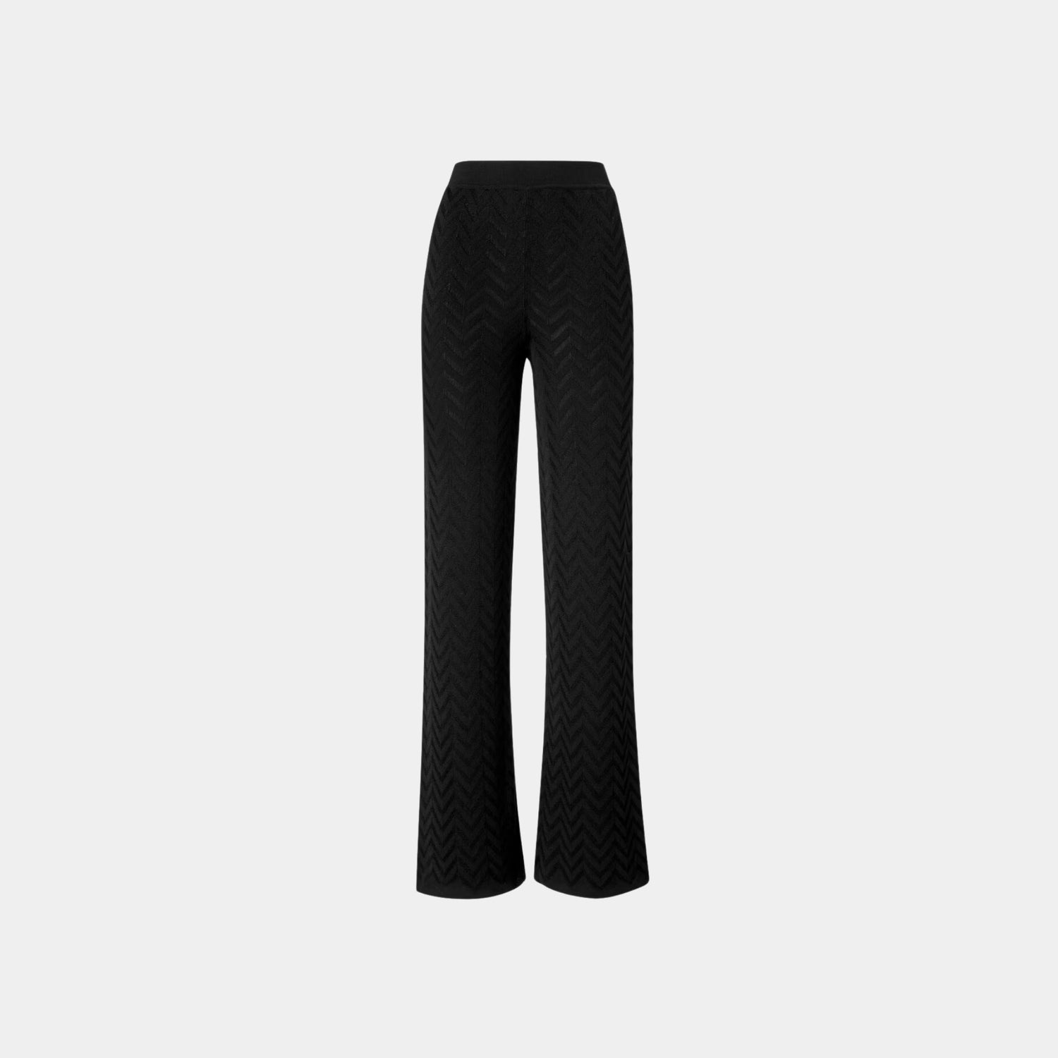 Missoni Tonal Chevron Pattern Straight Trousers, Black, Front