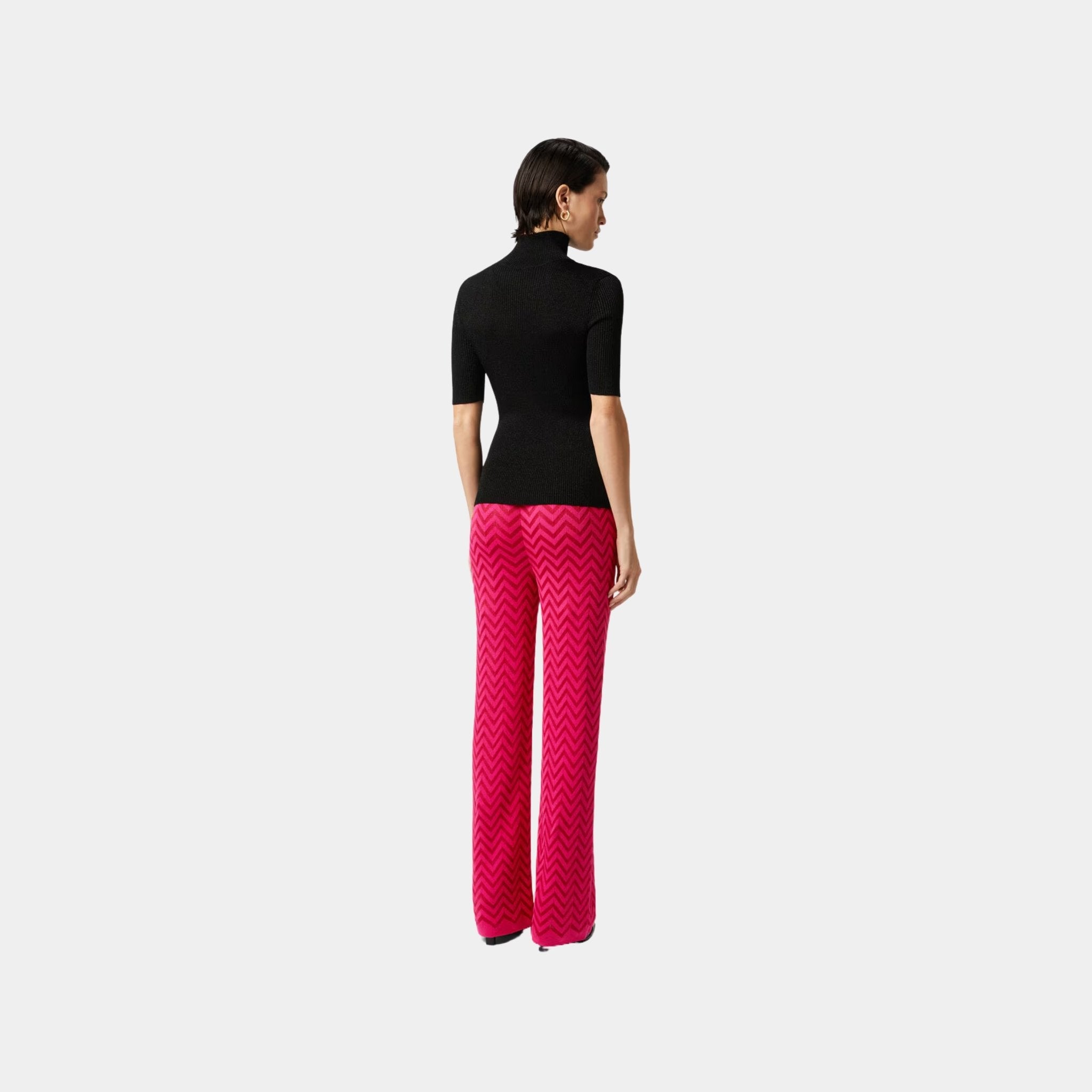 Missoni Tonal Chevron Pattern Straight Trousers, Magenta Red, Back