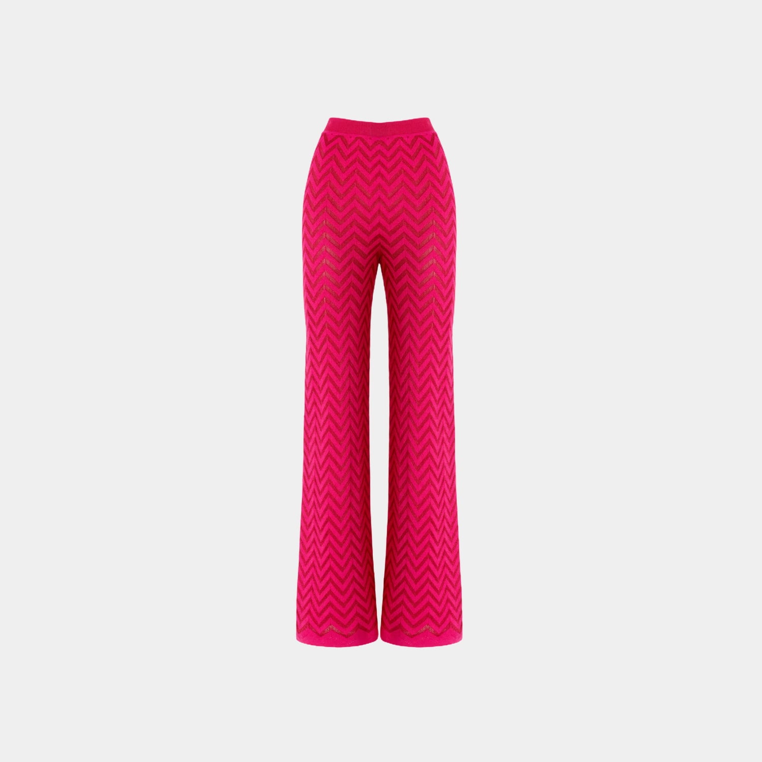 Missoni Tonal Chevron Pattern Straight Trousers, Magenta Red, Front