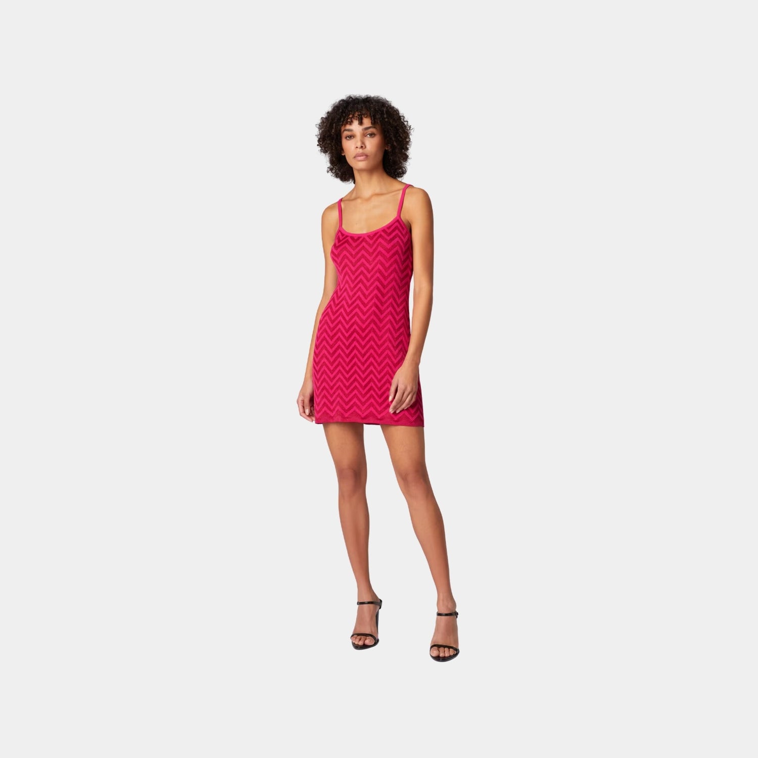 Missoni Tonal Chevron Sleeveless Mini Dress, Magenta Red, Model