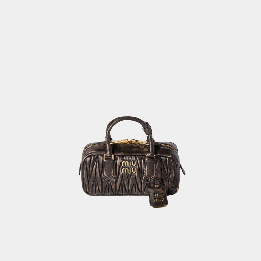 Miu Miu Arcadie Bag in Quilted Nappa Leather, Coffee, Front