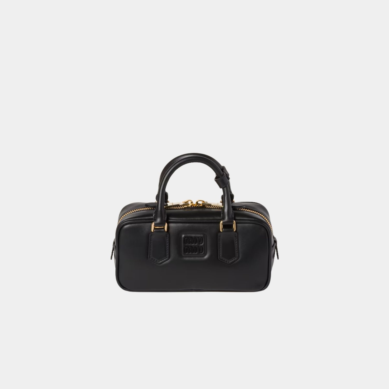 Miu Miu Arcadie Leather Bag, Black, Front