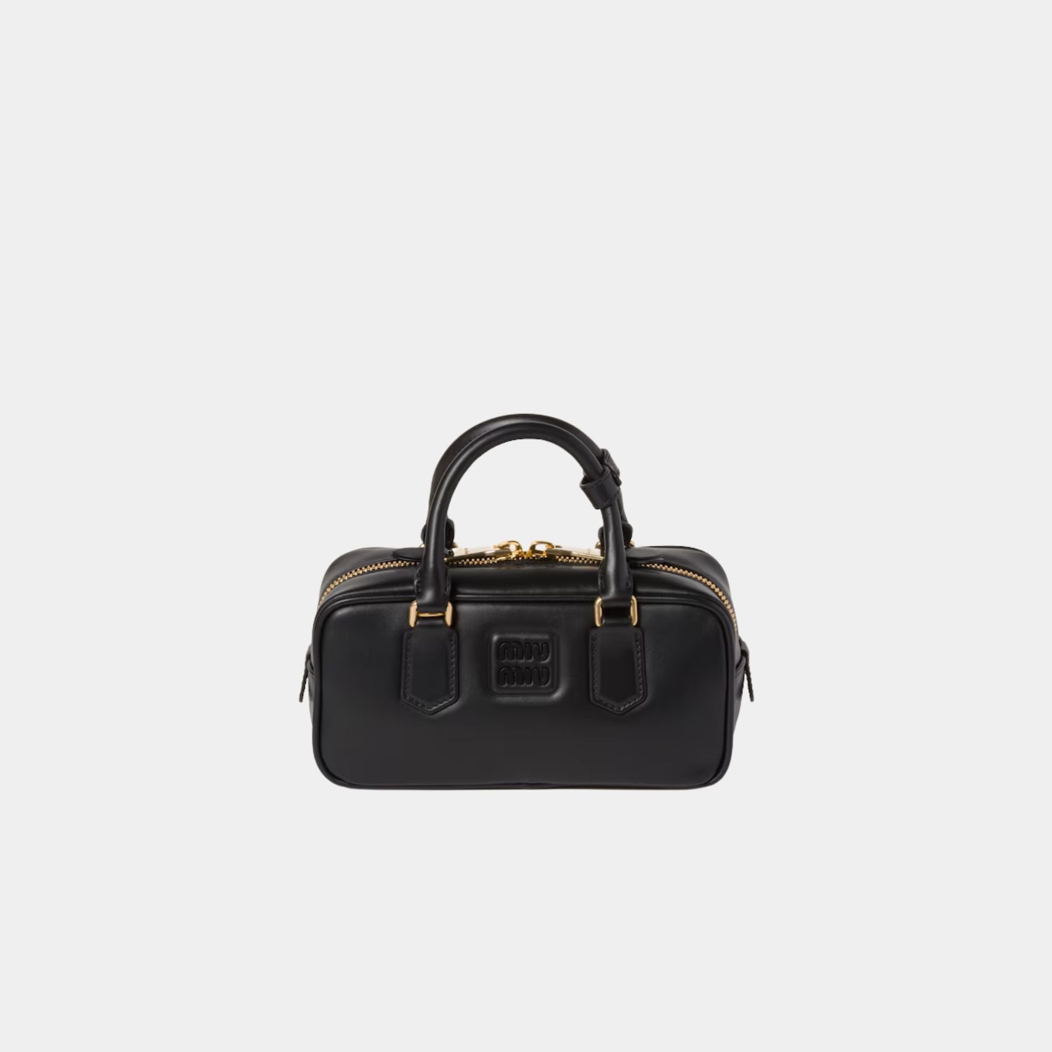 Miu Miu Arcadie Leather Bag, Black, Front
