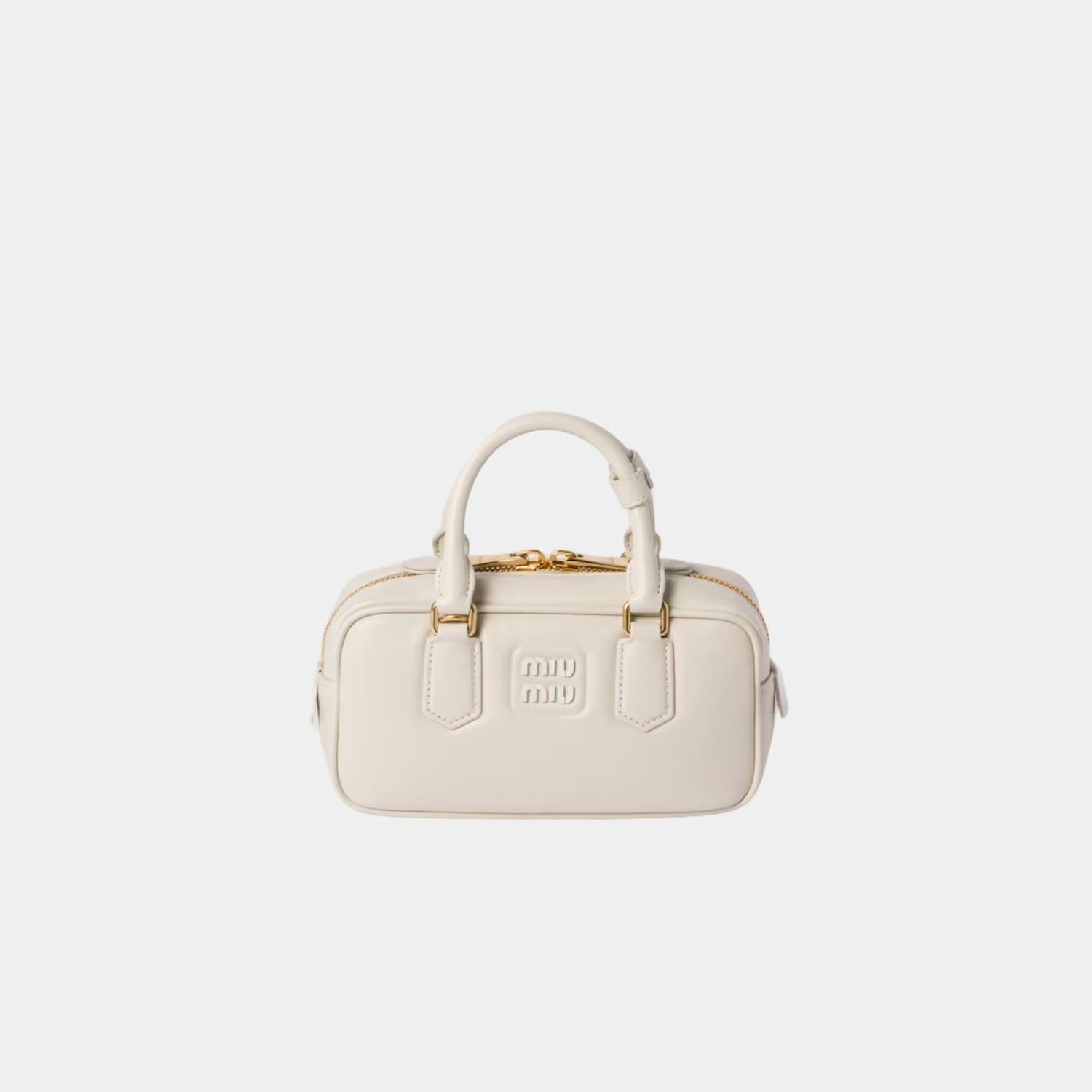 Miu Miu Arcadie Leather Bag, Chalk White, Front
