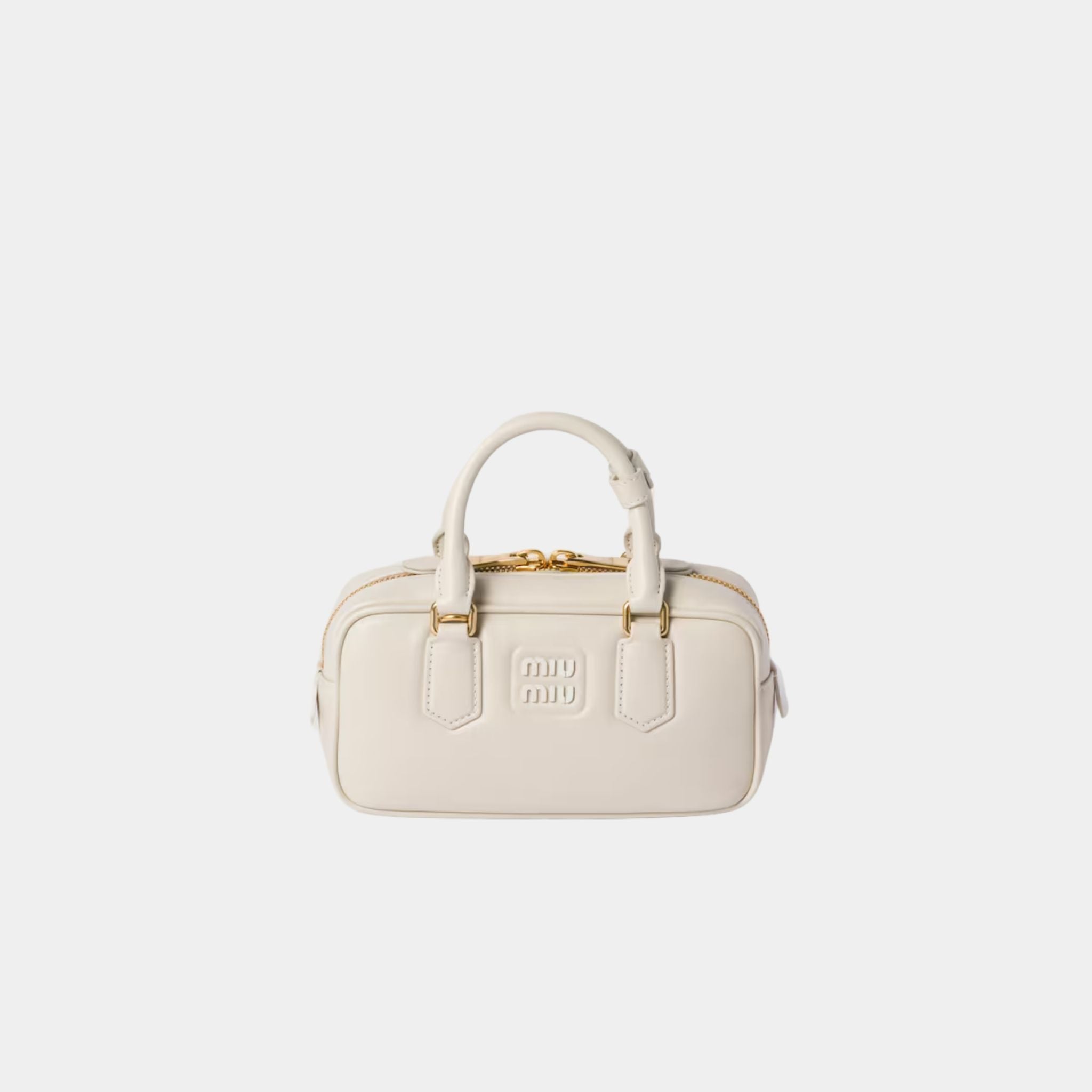 Miu Miu Arcadie Leather Bag, Chalk White, Front