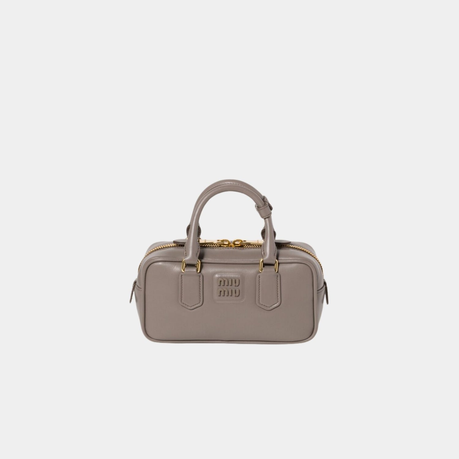 Miu Miu Arcadie Leather Bag, Clay Grey, Front