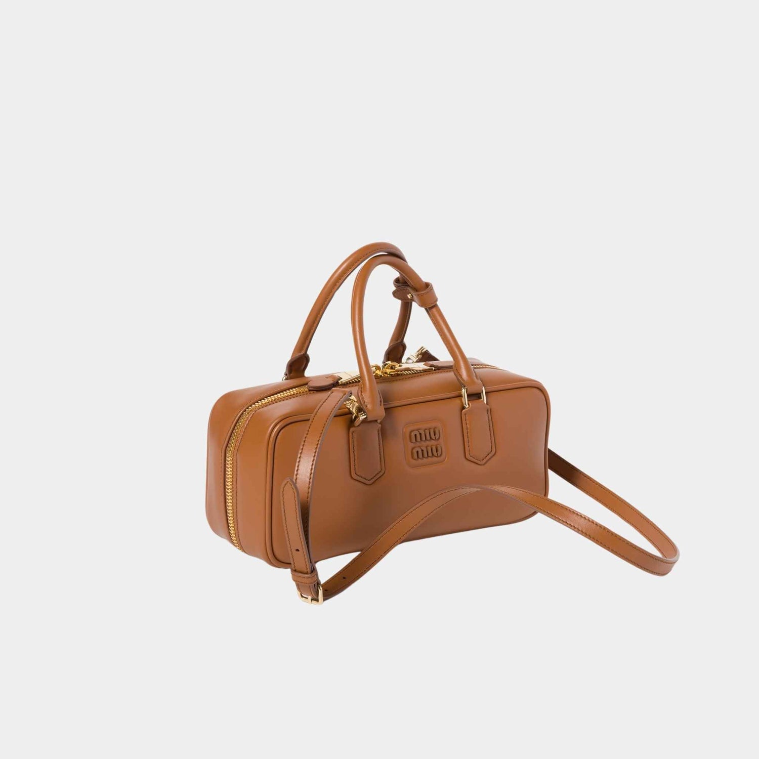 Miu Miu Arcadie Leather Bag, Cognac, Front View