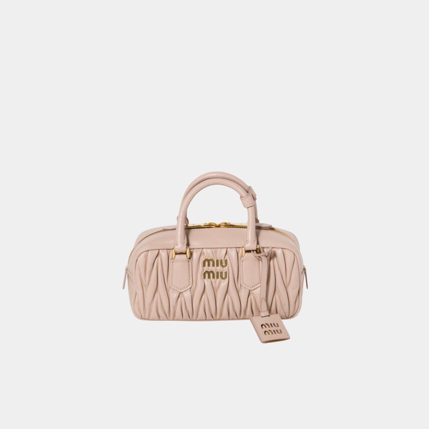 Mui Mui Arcadie Matelassé Nappa Leather Bag Powder Pink, Front