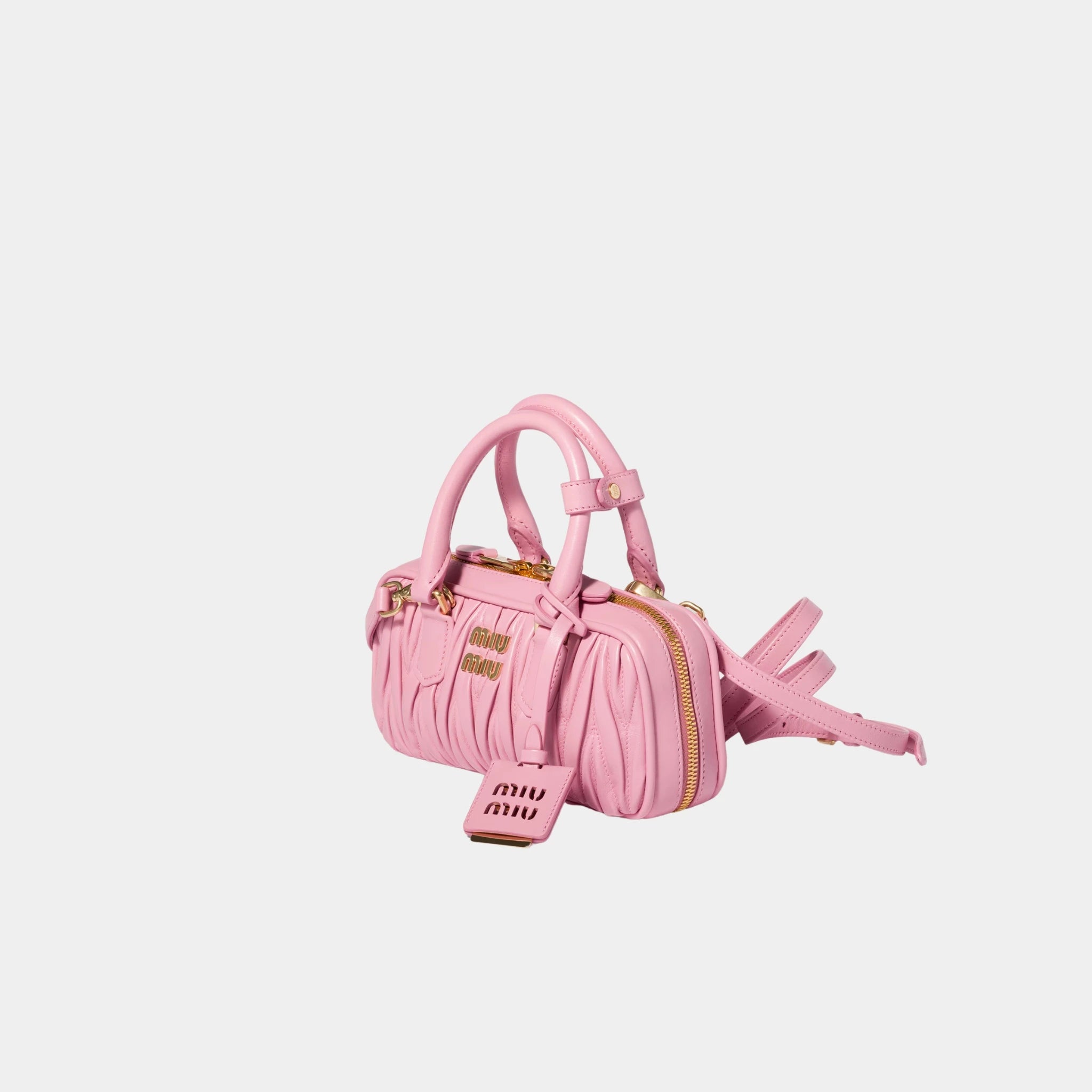 Miu Miu Arcadie Matelasse Nappa Leather Mini Bag, Pink, Side