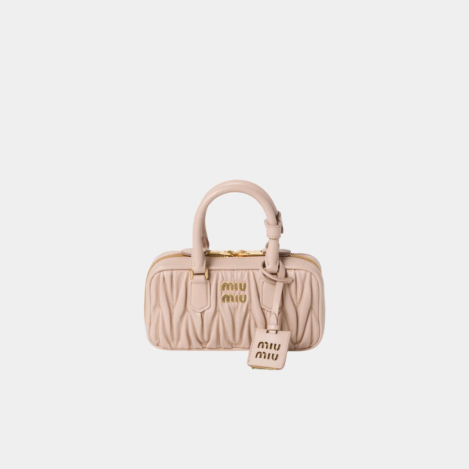 Miu Miu Arcadie Matelassé Nappa Leather Mini Bag Powder Pink, Front