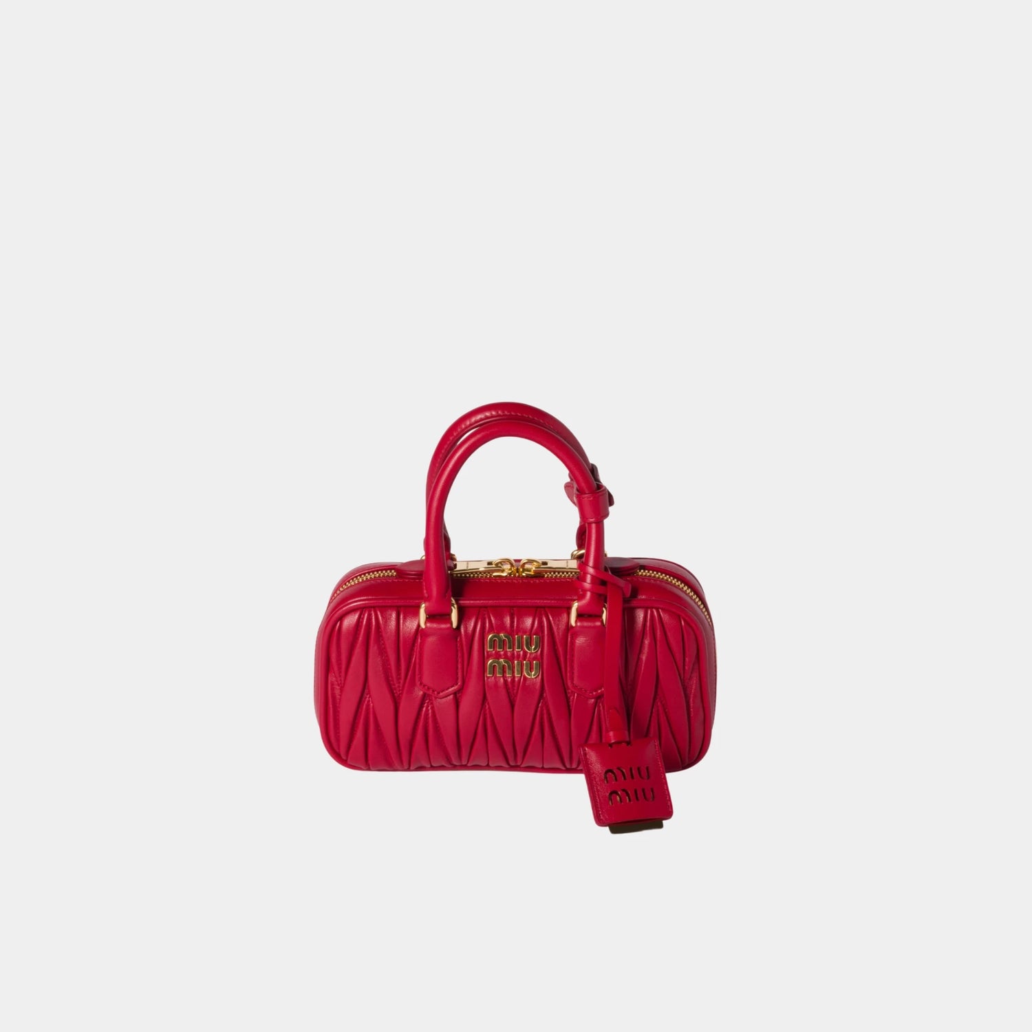 Miu Miu Arcadie Matelasse Nappa Leather Mini Bag, Red, Front